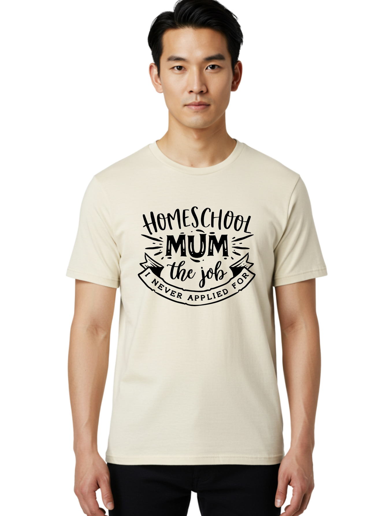 Homeschool-Mum-The-Job-1 Men'S Graphic Tee, 100% Cotton, Comfortable Casual Summer Wear, Machine Washable, Homeschool Mom Quote, Inspirational Quote, Funny T-Shirt Design, Mom Life, Teaching At Home, Humorous Saying, Parenting Humor Aab397