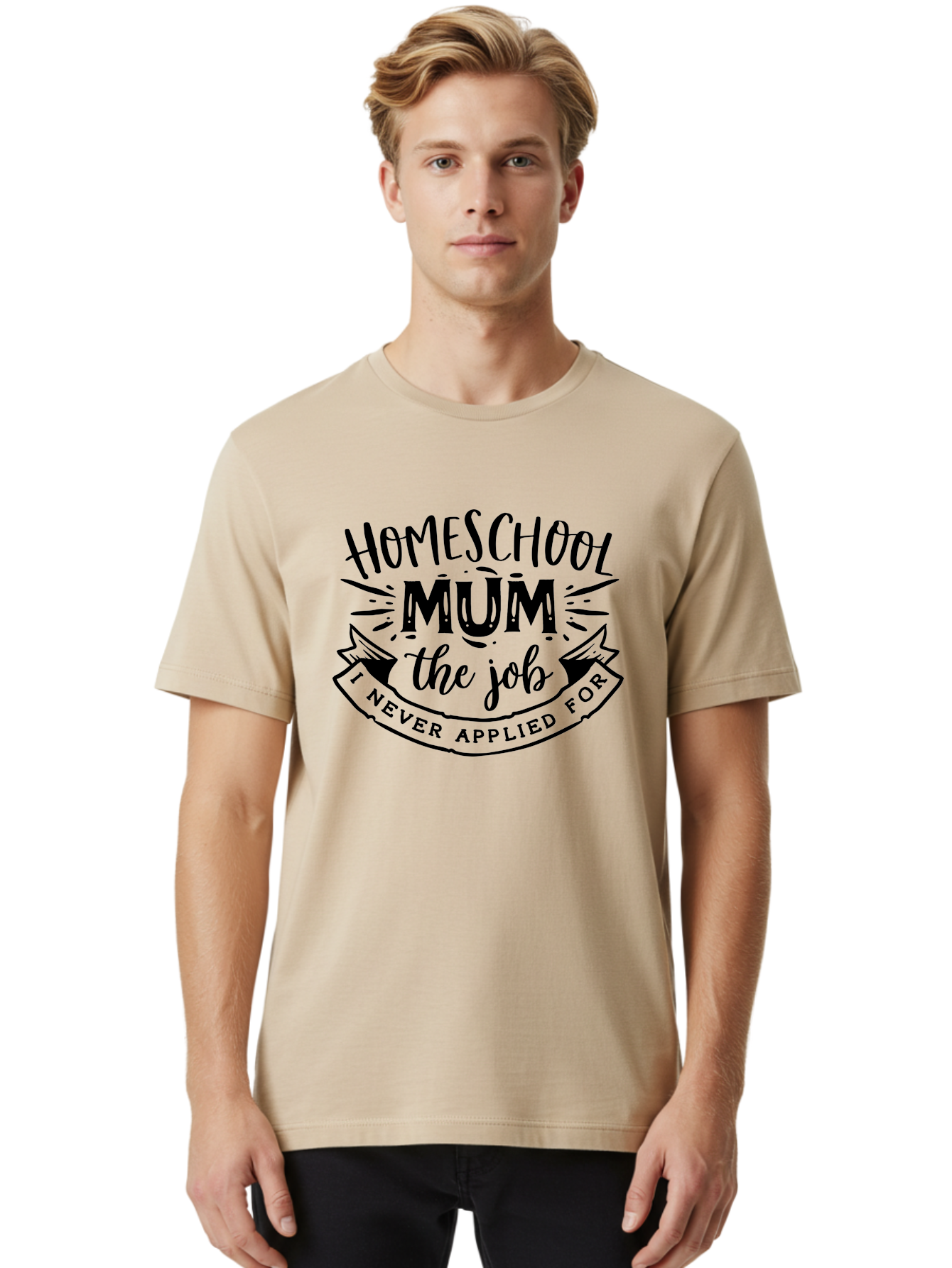 Homeschool-Mum-The-Job-1 Men'S Graphic Tee, 100% Cotton, Comfortable Casual Summer Wear, Machine Washable, Homeschool Mom Quote, Inspirational Quote, Funny T-Shirt Design, Mom Life, Teaching At Home, Humorous Saying, Parenting Humor Aab397