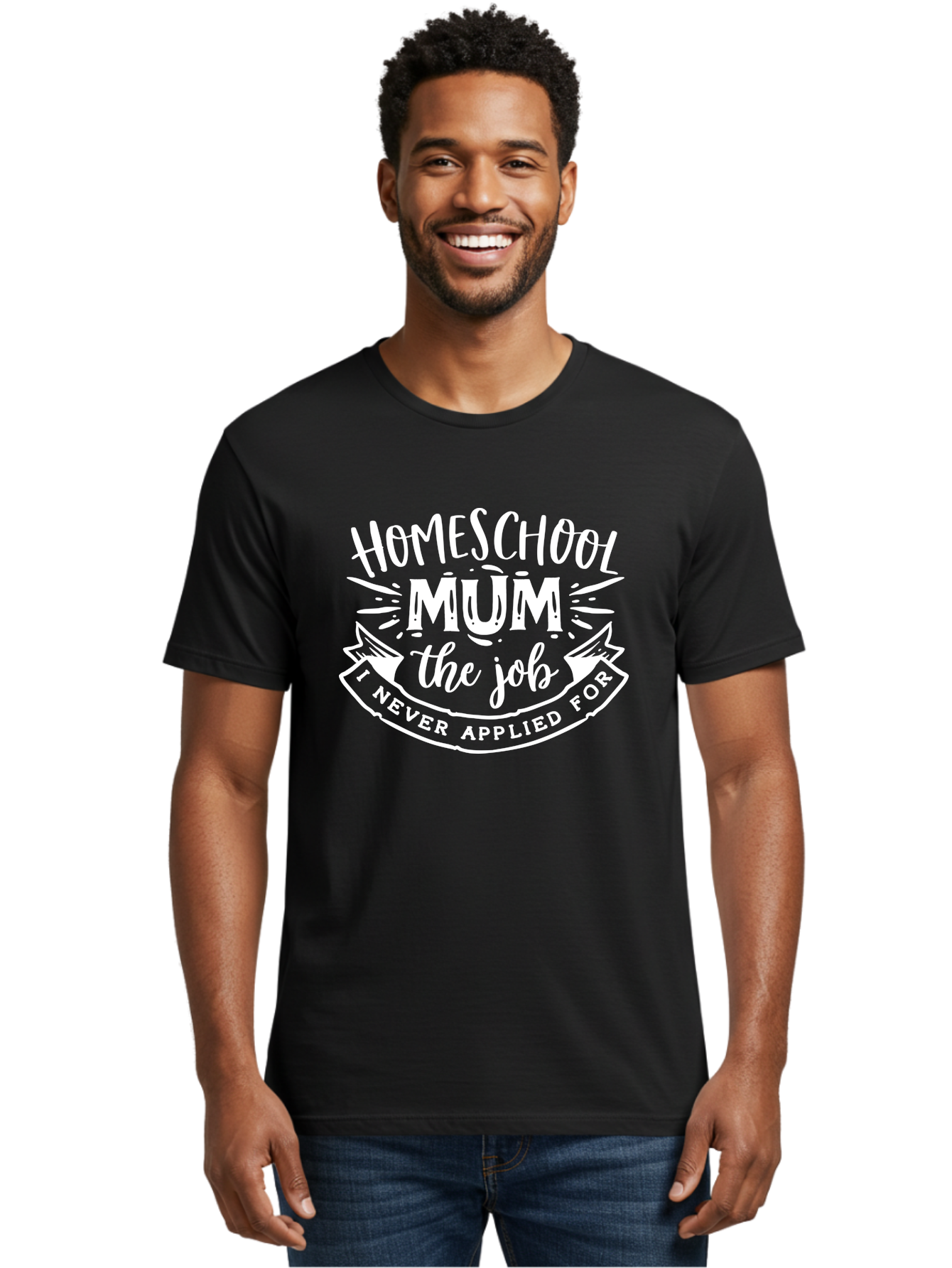 Homeschool-Mum-The-Job Men'S Graphic Tee, 100% Cotton, Comfortable Casual Summer Wear, Machine Washable, Homeschool Mom, Funny Quote, Humorous Design, Parenting Humor, Mom Life, Homeschooling, Parenting Quote, Mom Joke, Humorous Quote, Aab398