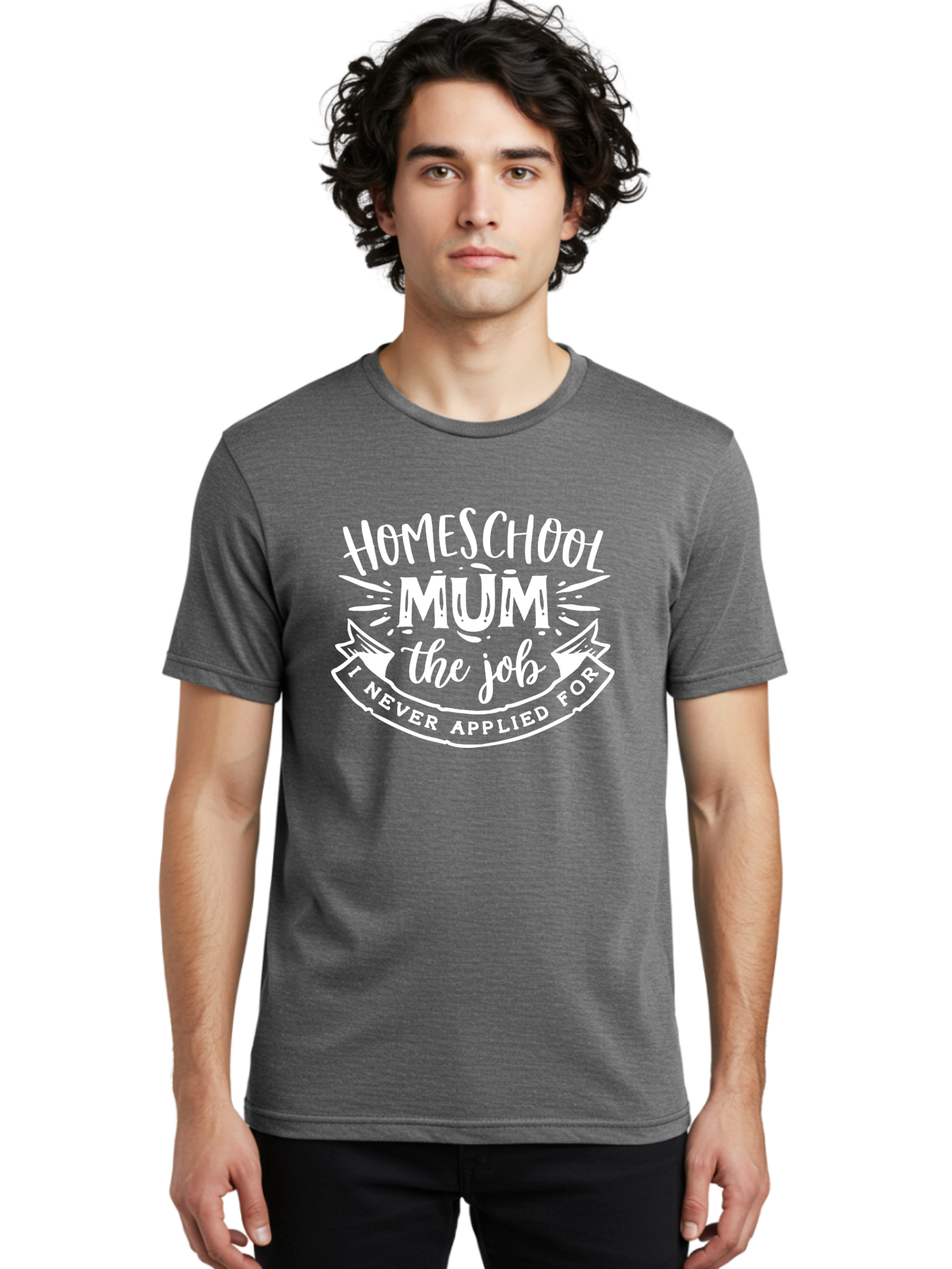 Homeschool-Mum-The-Job Men'S Graphic Tee, 100% Cotton, Comfortable Casual Summer Wear, Machine Washable, Homeschool Mom, Funny Quote, Humorous Design, Parenting Humor, Mom Life, Homeschooling, Parenting Quote, Mom Joke, Humorous Quote, Aab398