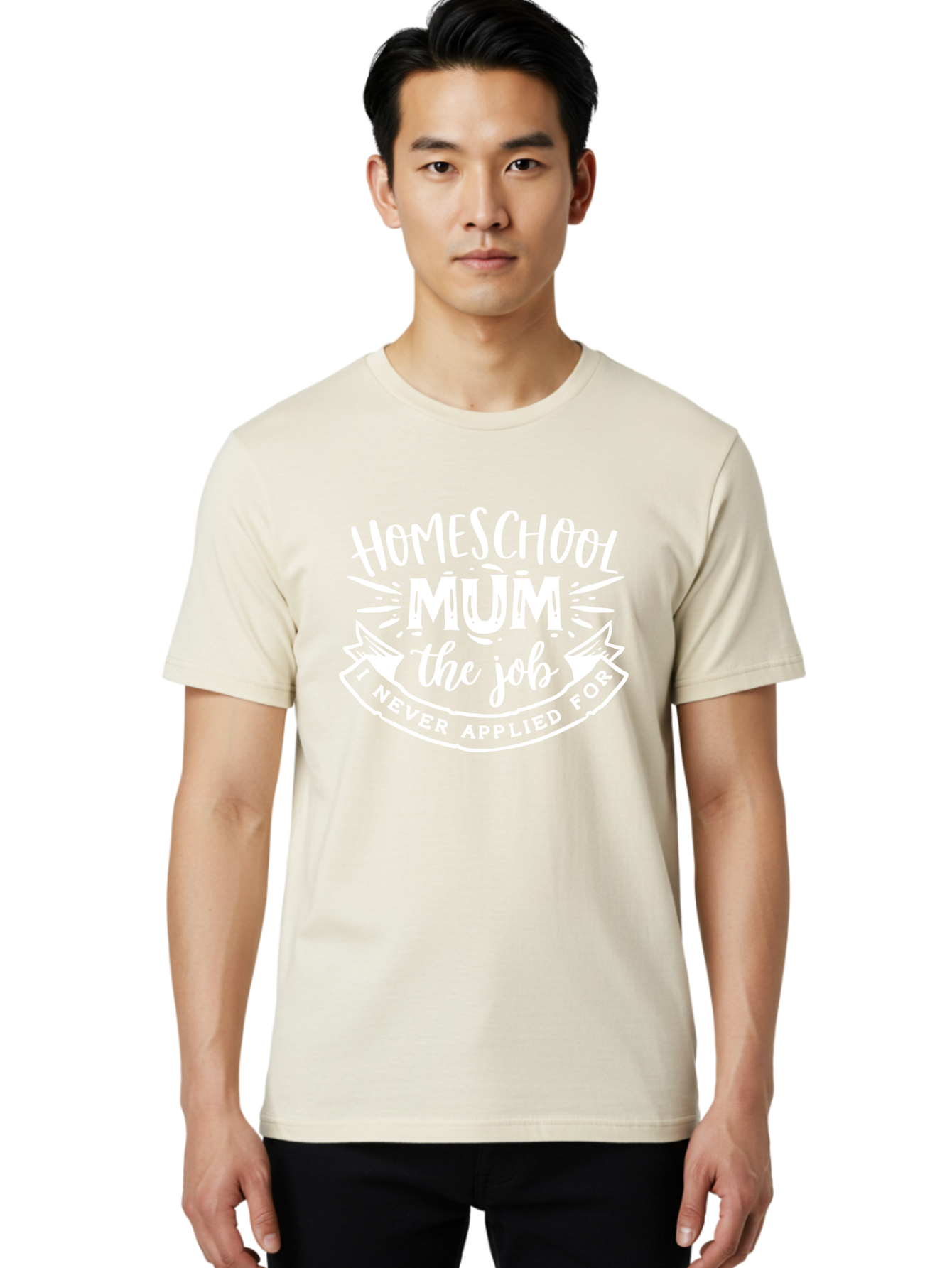 Homeschool-Mum-The-Job Men'S Graphic Tee, 100% Cotton, Comfortable Casual Summer Wear, Machine Washable, Homeschool Mom, Funny Quote, Humorous Design, Parenting Humor, Mom Life, Homeschooling, Parenting Quote, Mom Joke, Humorous Quote, Aab398