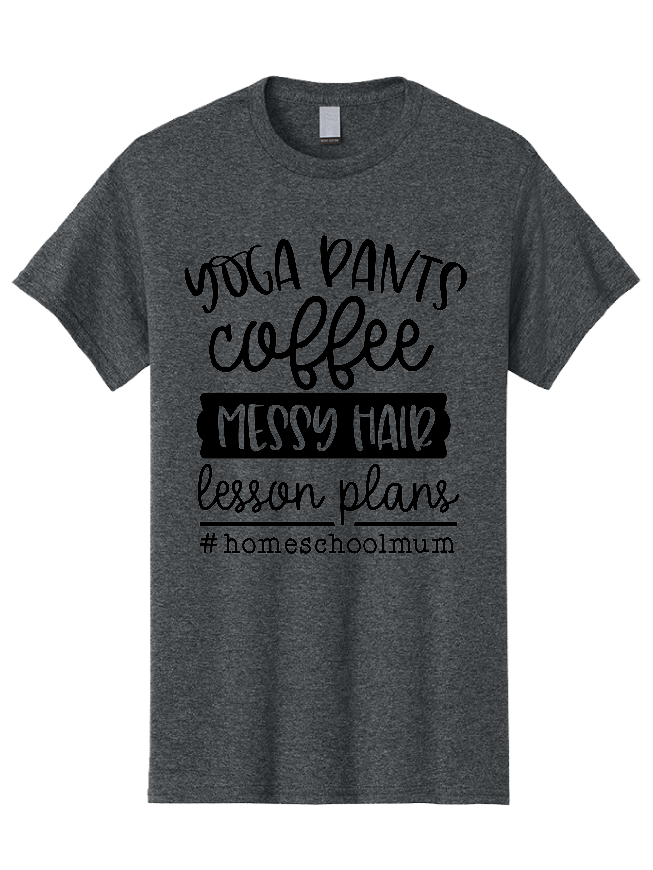 Homeschoolmum Men'S Graphic Tee, 100% Cotton, Comfortable Casual Summer Wear, Machine Washable, Homeschool Mom Lifestyle, Yoga Pants, Coffee, Messy Hair, Lesson Plans, Homeschooling, Mom Life, Parenting, Education, Teaching Aab400