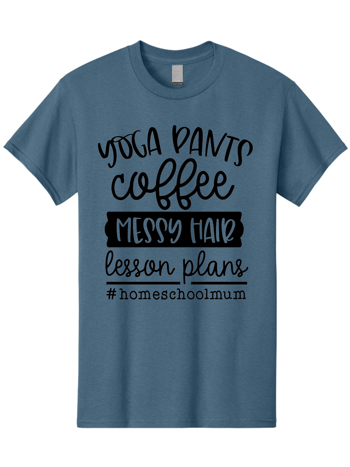 Homeschoolmum Men'S Graphic Tee, 100% Cotton, Comfortable Casual Summer Wear, Machine Washable, Homeschool Mom Lifestyle, Yoga Pants, Coffee, Messy Hair, Lesson Plans, Homeschooling, Mom Life, Parenting, Education, Teaching Aab400