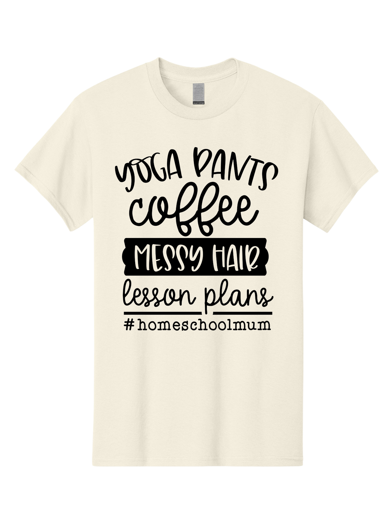 Homeschoolmum Men'S Graphic Tee, 100% Cotton, Comfortable Casual Summer Wear, Machine Washable, Homeschool Mom Lifestyle, Yoga Pants, Coffee, Messy Hair, Lesson Plans, Homeschooling, Mom Life, Parenting, Education, Teaching Aab400