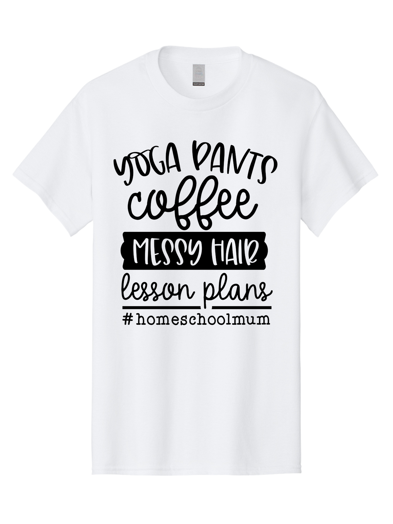 Homeschoolmum Men'S Graphic Tee, 100% Cotton, Comfortable Casual Summer Wear, Machine Washable, Homeschool Mom Lifestyle, Yoga Pants, Coffee, Messy Hair, Lesson Plans, Homeschooling, Mom Life, Parenting, Education, Teaching Aab400