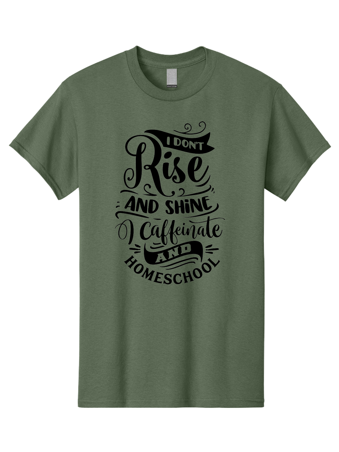 I-Don-T-Rise-And-Shine-Caffeinate-And-Homeschool Men'S Graphic Tee, 100% Cotton, Comfortable Casual Summer Wear, Machine Washable, Homeschooling Quote, Inspirational Quote, Coffee Humor, Parenting Quote, Funny Homeschooling, Aab401