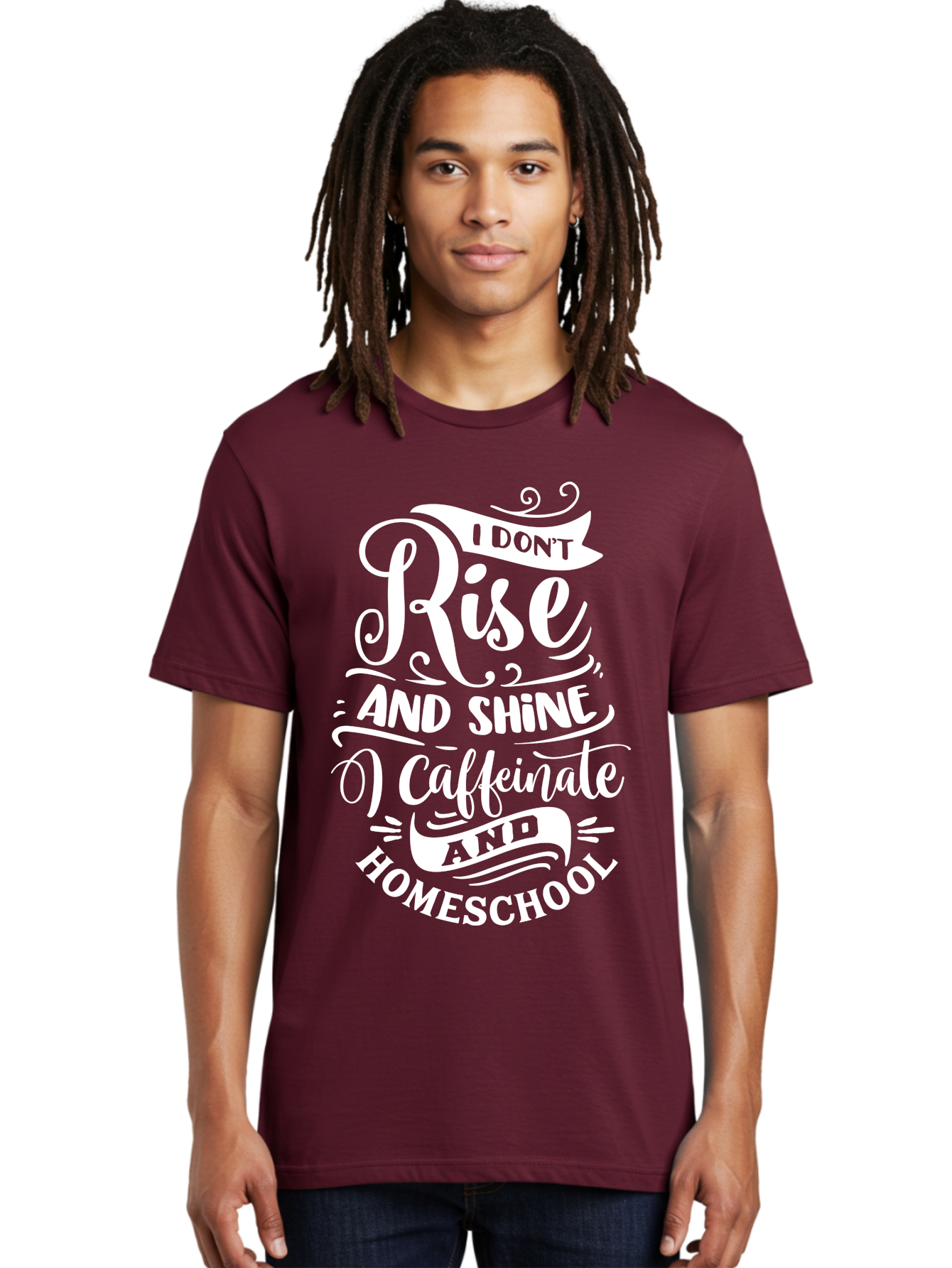 I-Don-T-Rise-And-Shine-I-Caffeinate-And-Homeschool Men'S Graphic Tee, 100% Cotton, Comfortable Casual Summer Wear, Machine Washable, Homeschooling Humor, Funny Homeschool Quotes, Coffee Fueled, Caffeinated Homeschooler, Parenting Memes, Aab402