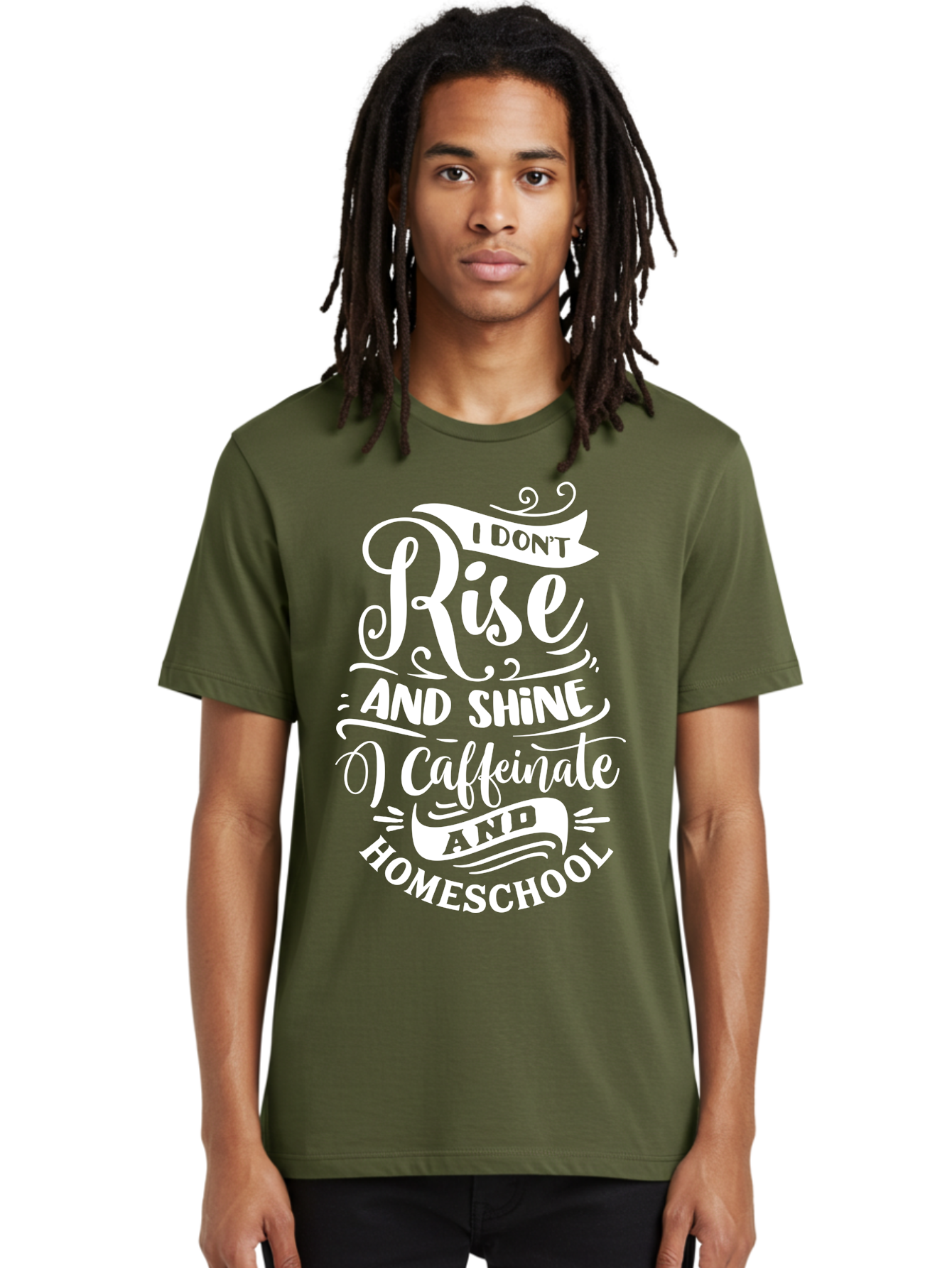 I-Don-T-Rise-And-Shine-I-Caffeinate-And-Homeschool Men'S Graphic Tee, 100% Cotton, Comfortable Casual Summer Wear, Machine Washable, Homeschooling Humor, Funny Homeschool Quotes, Coffee Fueled, Caffeinated Homeschooler, Parenting Memes, Aab402