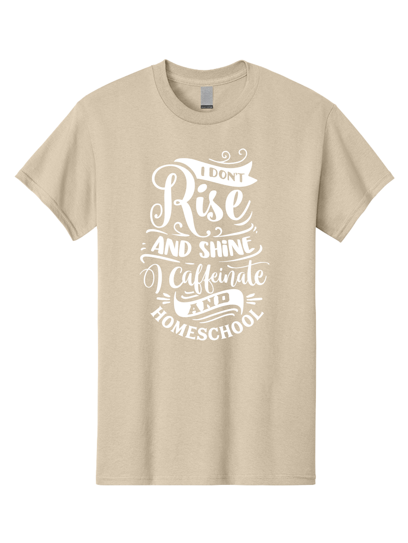 I-Don-T-Rise-And-Shine-I-Caffeinate-And-Homeschool Men'S Graphic Tee, 100% Cotton, Comfortable Casual Summer Wear, Machine Washable, Homeschooling Humor, Funny Homeschool Quotes, Coffee Fueled, Caffeinated Homeschooler, Parenting Memes, Aab402