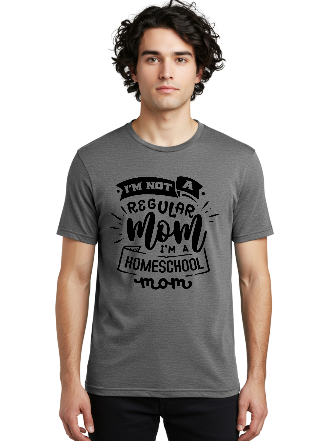 I-M-Not-A-Regular-Mom-I-M-A-Homeschool-Mom-1 Men'S Graphic Tee, 100% Cotton, Comfortable Casual Summer Wear, Machine Washable, Homeschool Mom, Proud Mom, Alternative Education, Parenting Quote, Inspirational Quote, Mom Life, Homeschooling, Aab403