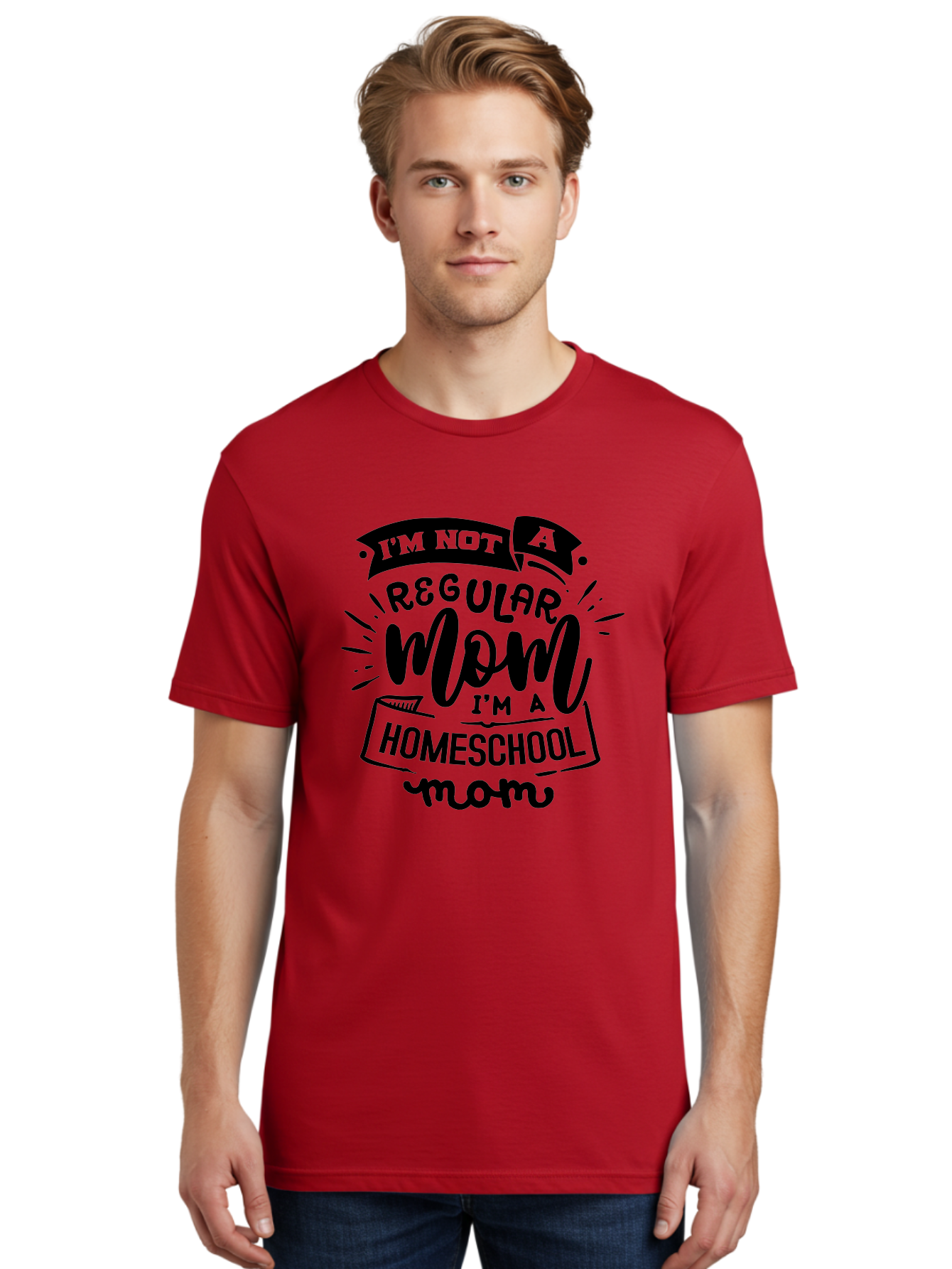 I-M-Not-A-Regular-Mom-I-M-A-Homeschool-Mom-1 Men'S Graphic Tee, 100% Cotton, Comfortable Casual Summer Wear, Machine Washable, Homeschool Mom, Proud Mom, Alternative Education, Parenting Quote, Inspirational Quote, Mom Life, Homeschooling, Aab403