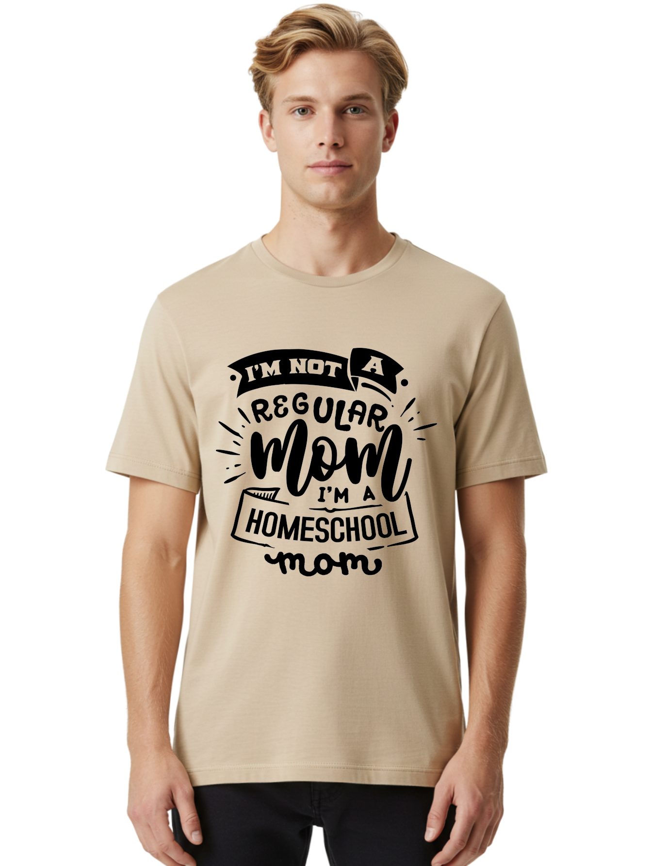 I-M-Not-A-Regular-Mom-I-M-A-Homeschool-Mom-1 Men'S Graphic Tee, 100% Cotton, Comfortable Casual Summer Wear, Machine Washable, Homeschool Mom, Proud Mom, Alternative Education, Parenting Quote, Inspirational Quote, Mom Life, Homeschooling, Aab403