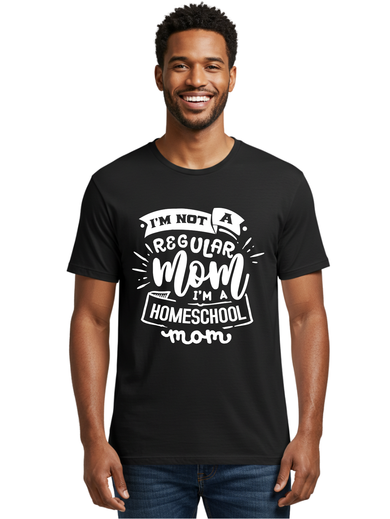I-M-Not-A-Regular-Mom-I-M-A-Homeschool-Mom Men'S Graphic Tee, 100% Cotton, Comfortable Casual Summer Wear, Machine Washable, Homeschool Mom, Proud Parent, Alternative Education, Dedicated Mother, Homeschooling Lifestyle, Mom Quotes, Aab404
