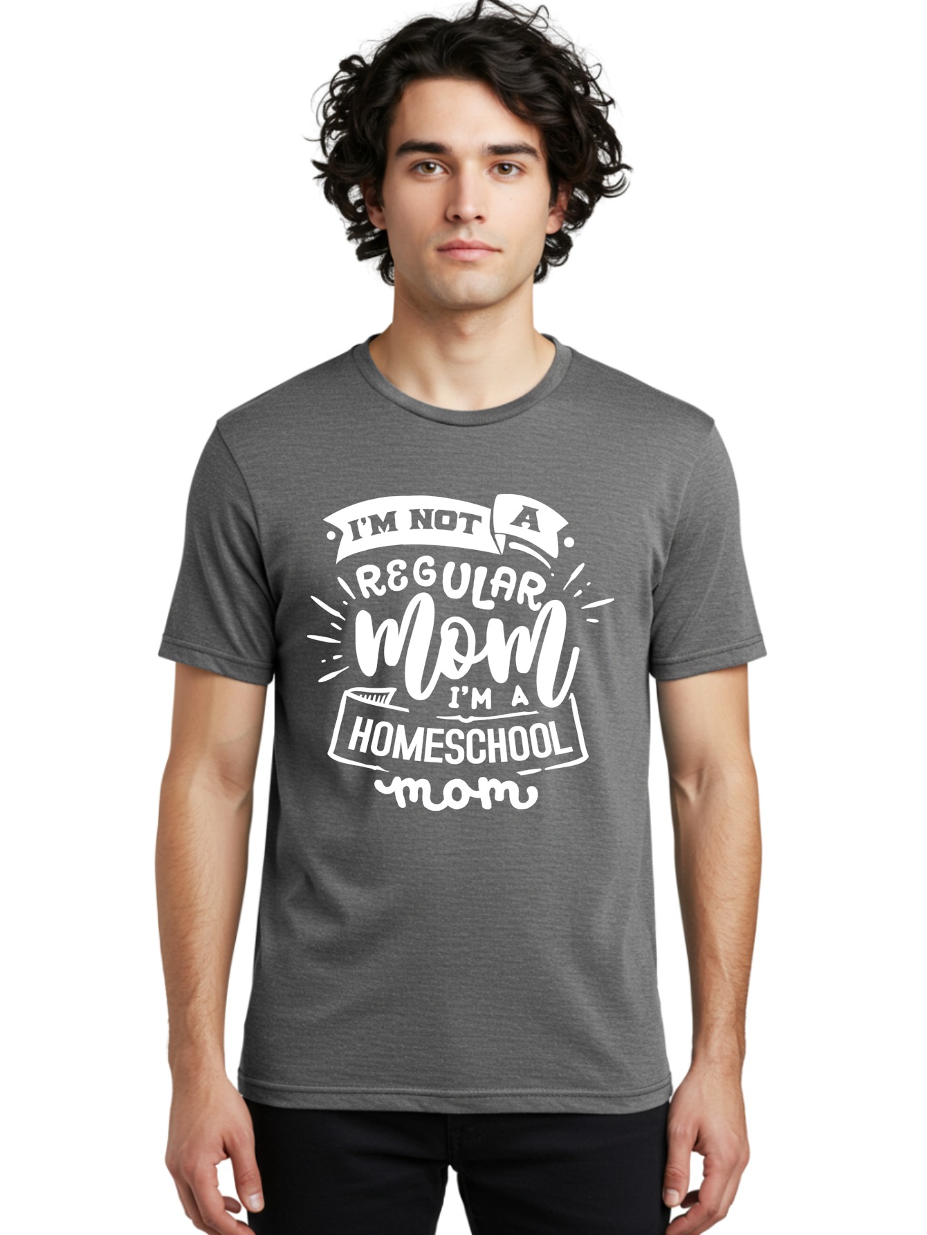 I-M-Not-A-Regular-Mom-I-M-A-Homeschool-Mom Men'S Graphic Tee, 100% Cotton, Comfortable Casual Summer Wear, Machine Washable, Homeschool Mom, Proud Parent, Alternative Education, Dedicated Mother, Homeschooling Lifestyle, Mom Quotes, Aab404
