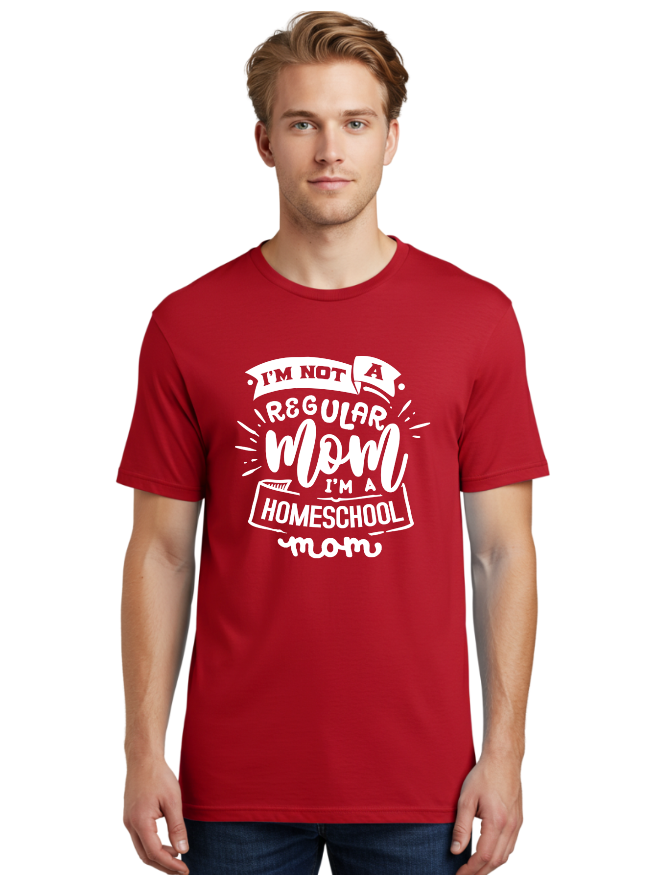 I-M-Not-A-Regular-Mom-I-M-A-Homeschool-Mom Men'S Graphic Tee, 100% Cotton, Comfortable Casual Summer Wear, Machine Washable, Homeschool Mom, Proud Parent, Alternative Education, Dedicated Mother, Homeschooling Lifestyle, Mom Quotes, Aab404