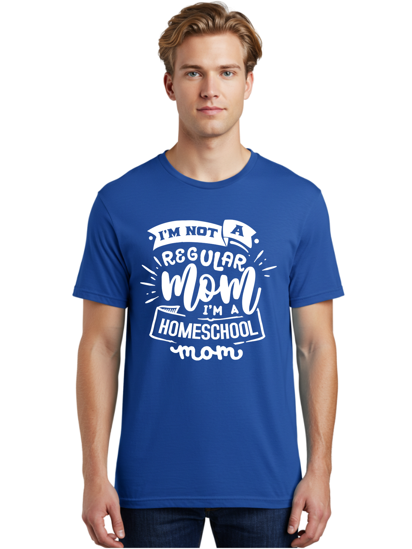 I-M-Not-A-Regular-Mom-I-M-A-Homeschool-Mom Men'S Graphic Tee, 100% Cotton, Comfortable Casual Summer Wear, Machine Washable, Homeschool Mom, Proud Parent, Alternative Education, Dedicated Mother, Homeschooling Lifestyle, Mom Quotes, Aab404