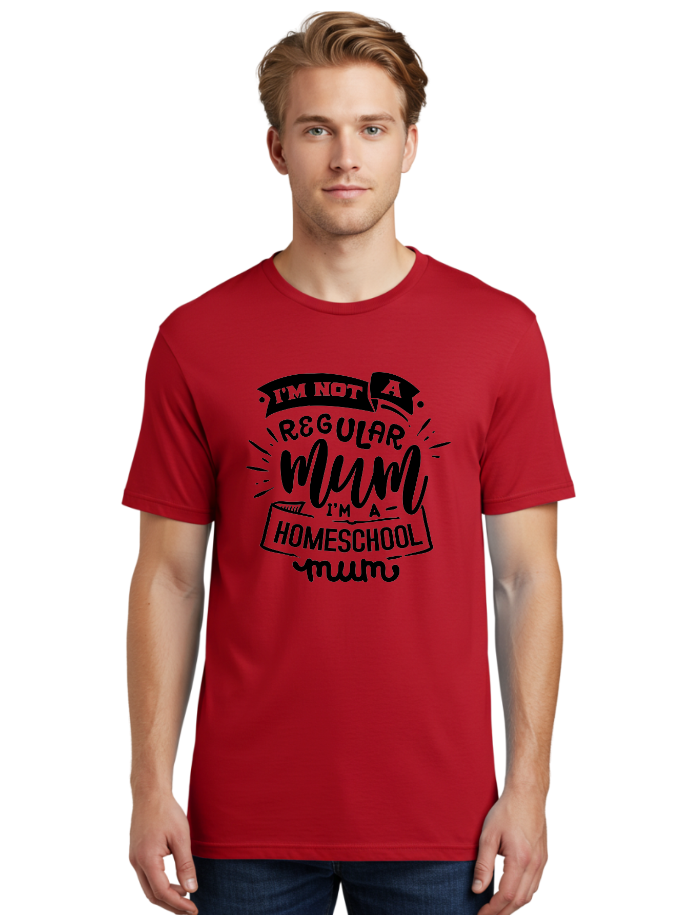 I-M-Not-A-Regular-Mum-I-M-A-Homeschool-Mum-1 Men'S Graphic Tee, 100% Cotton, Comfortable Casual Summer Wear, Machine Washable, Homeschool Mom, Proud Parent, Education At Home, Mom Life, Homeschooling Journey, Alternative Education, Aab405