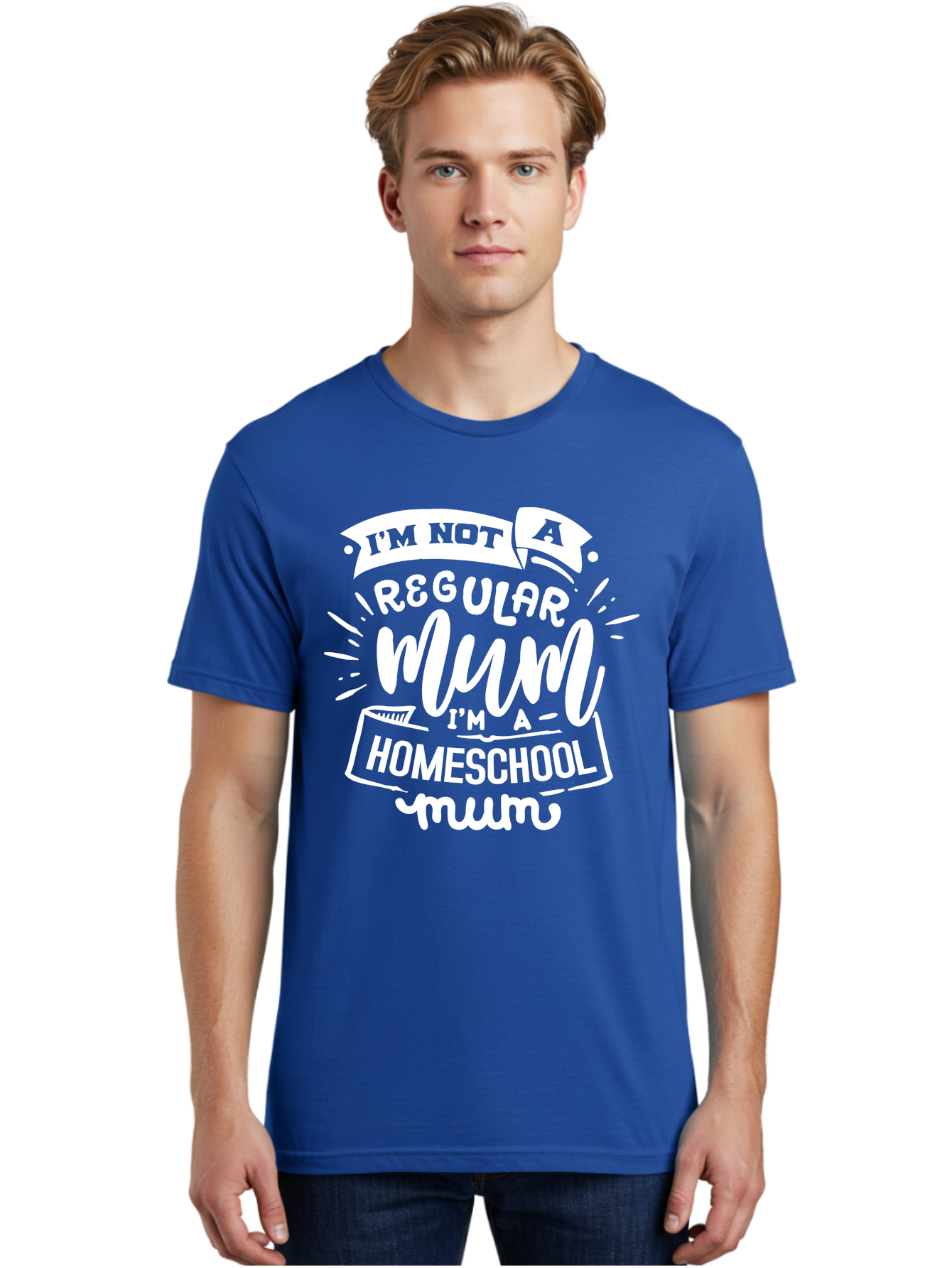 I-M-Not-A-Regular-Mum-I-M-A-Homeschool-Mum Men'S Graphic Tee, 100% Cotton, Comfortable Casual Summer Wear, Machine Washable, Homeschool Mom, Proud Parent, Alternative Education, Mom Life, Homeschooling, Parenting Tips, Education At Home, Aab406