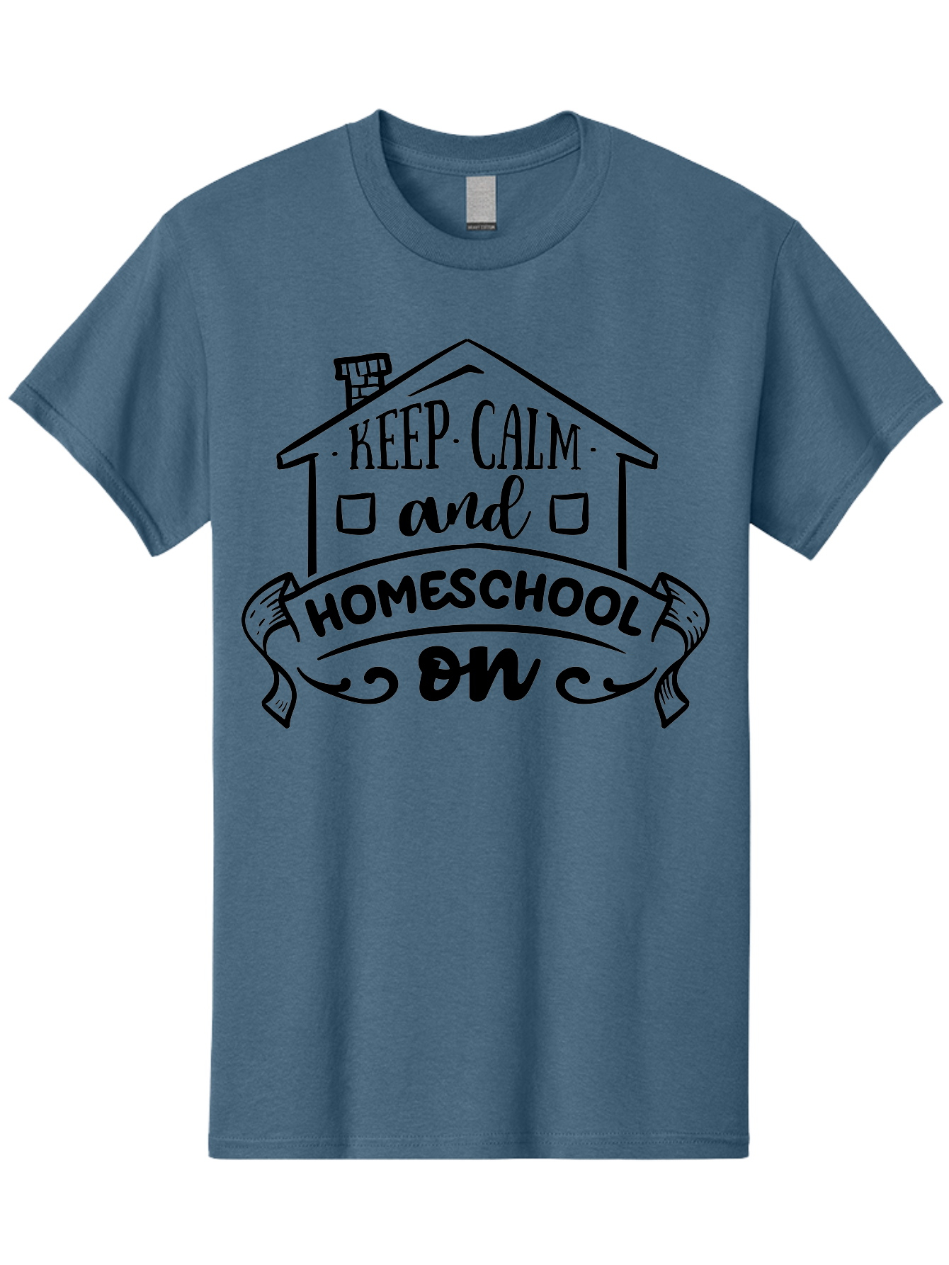 Keep-Calm-And-Homeschool-On-1 Men'S Graphic Tee, 100% Cotton, Comfortable Casual Summer Wear, Machine Washable, Homeschooling Inspiration, Keep Calm, Homeschool On, Home Education, Personalized Learning, Alternative Education, Family Learning, Aab407