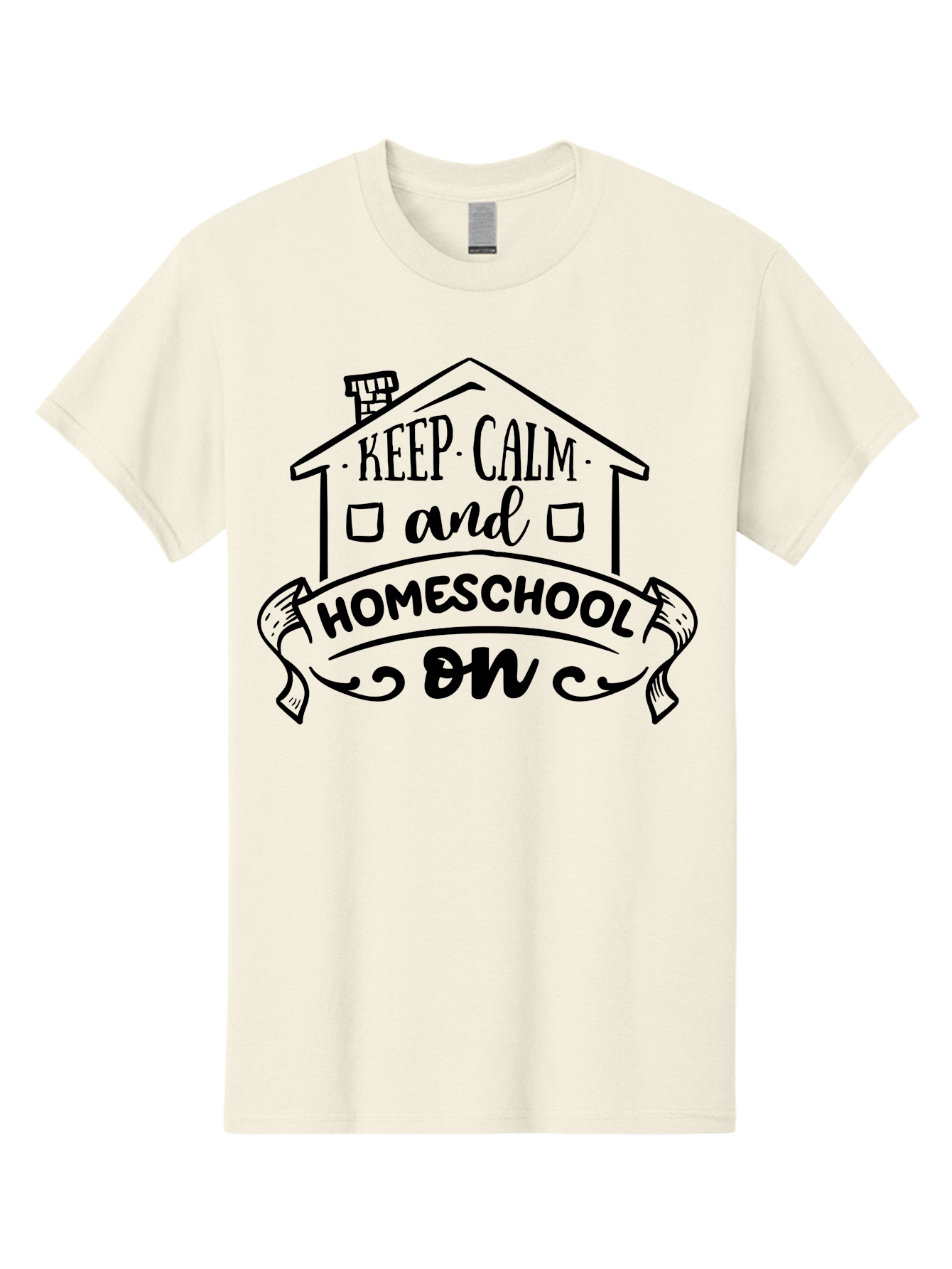 Keep-Calm-And-Homeschool-On-1 Men'S Graphic Tee, 100% Cotton, Comfortable Casual Summer Wear, Machine Washable, Homeschooling Inspiration, Keep Calm, Homeschool On, Home Education, Personalized Learning, Alternative Education, Family Learning, Aab407