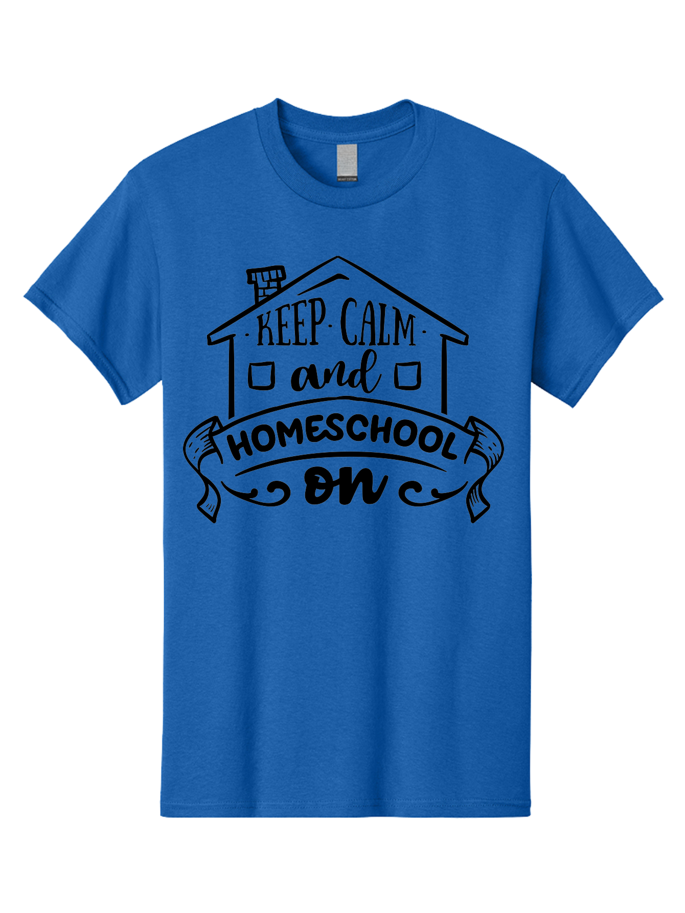 Keep-Calm-And-Homeschool-On-1 Men'S Graphic Tee, 100% Cotton, Comfortable Casual Summer Wear, Machine Washable, Homeschooling Inspiration, Keep Calm, Homeschool On, Home Education, Personalized Learning, Alternative Education, Family Learning, Aab407