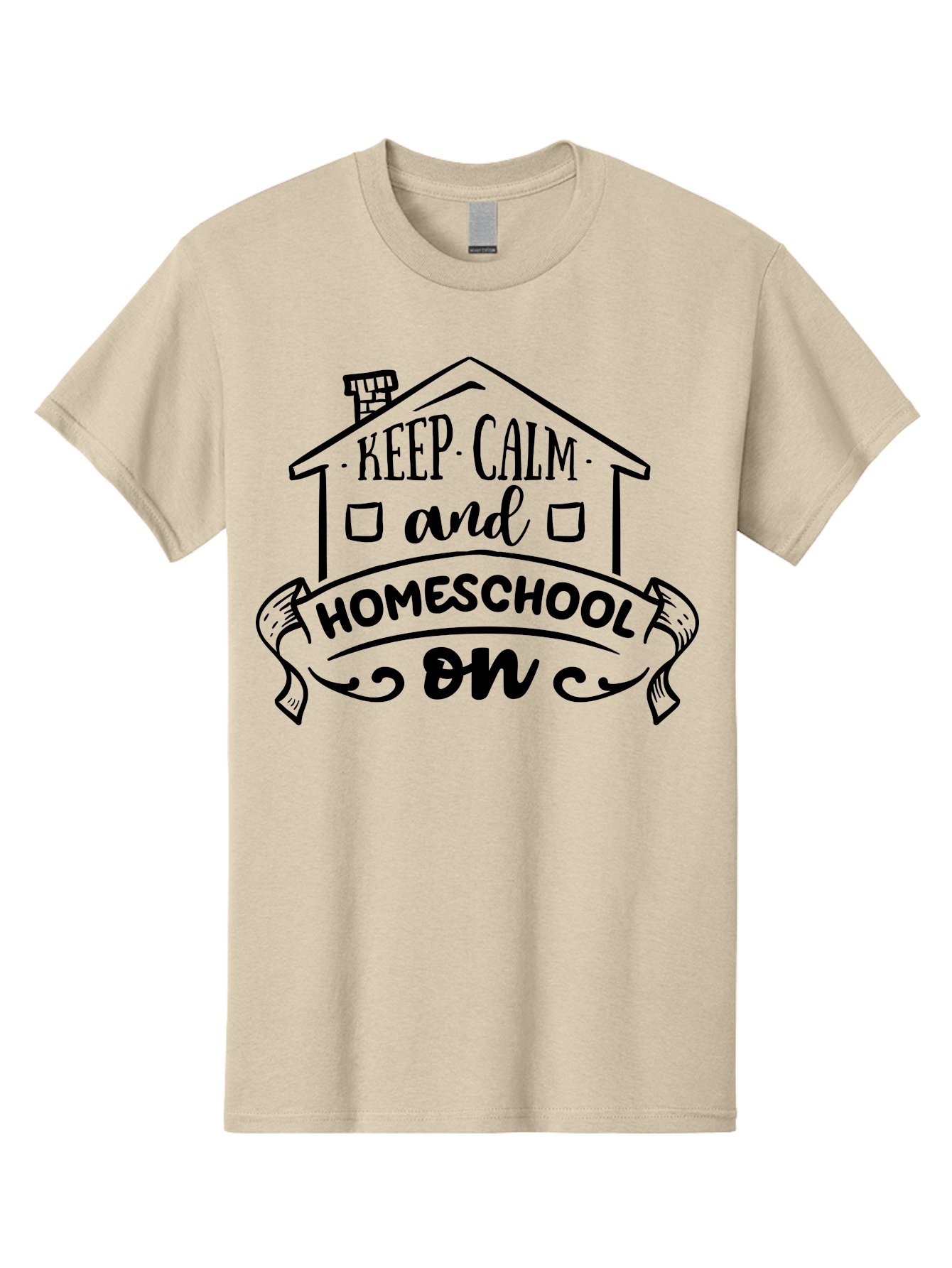 Keep-Calm-And-Homeschool-On-1 Men'S Graphic Tee, 100% Cotton, Comfortable Casual Summer Wear, Machine Washable, Homeschooling Inspiration, Keep Calm, Homeschool On, Home Education, Personalized Learning, Alternative Education, Family Learning, Aab407