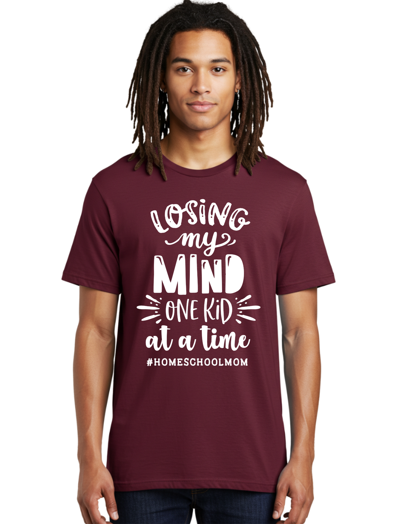 Losing-My-Mind-One-Kid-At-A-Time-2 Men'S Graphic Tee, 100% Cotton, Comfortable Casual Summer Wear, Machine Washable, Homeschool Mom, Parenting Humor, Funny Quotes, Mom Life, Homeschooling Challenges, Mom Struggles, Parenting Struggles, Aab410