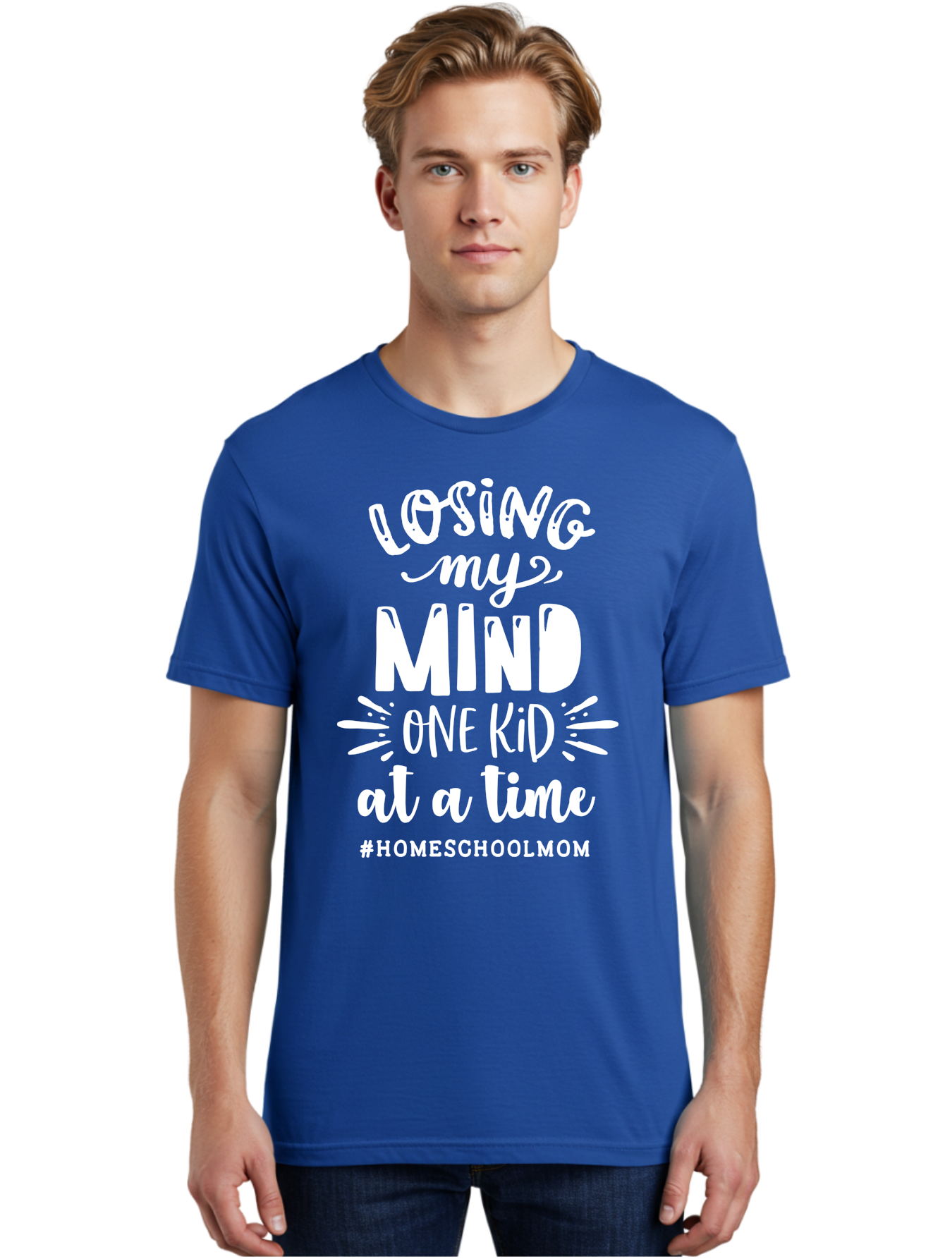 Losing-My-Mind-One-Kid-At-A-Time-2 Men'S Graphic Tee, 100% Cotton, Comfortable Casual Summer Wear, Machine Washable, Homeschool Mom, Parenting Humor, Funny Quotes, Mom Life, Homeschooling Challenges, Mom Struggles, Parenting Struggles, Aab410