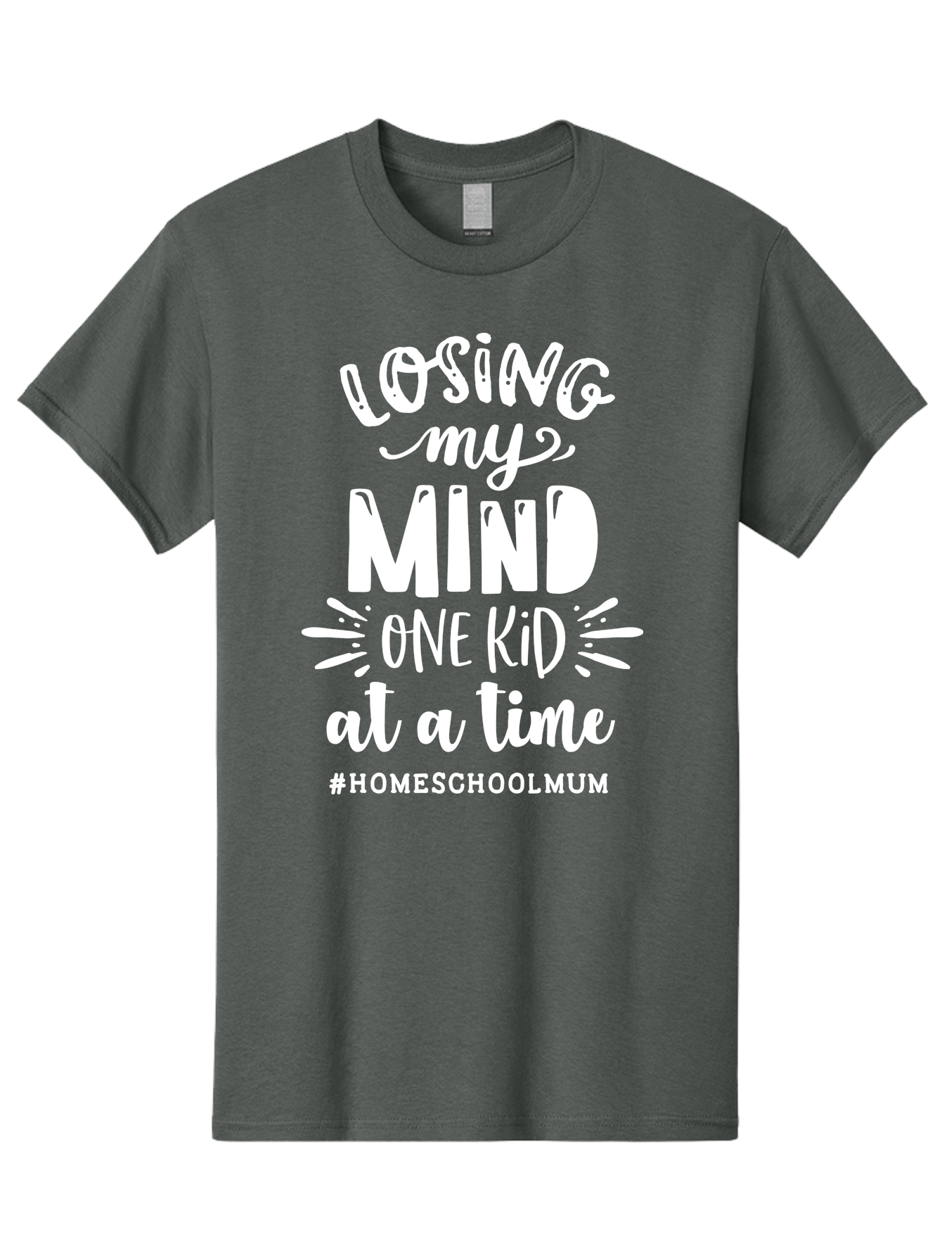 Losing-My-Mind-One-Kid-At-A-Time Men'S Graphic Tee, 100% Cotton, Comfortable Casual Summer Wear, Machine Washable, Homeschool Mom, Parenting Struggles, Humorous Quote, Motherhood Challenges, Parenting Life Aab411