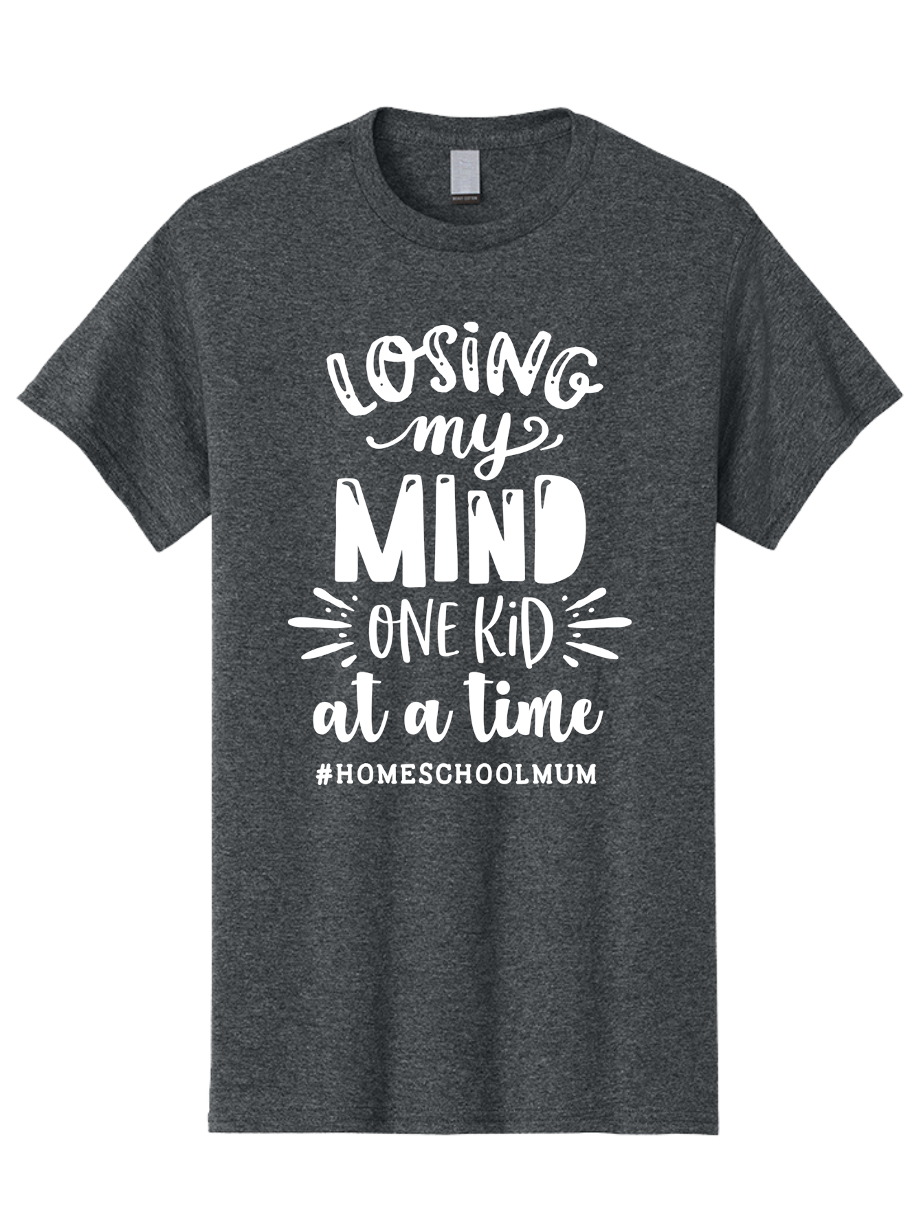 Losing-My-Mind-One-Kid-At-A-Time Men'S Graphic Tee, 100% Cotton, Comfortable Casual Summer Wear, Machine Washable, Homeschool Mom, Parenting Struggles, Humorous Quote, Motherhood Challenges, Parenting Life Aab411