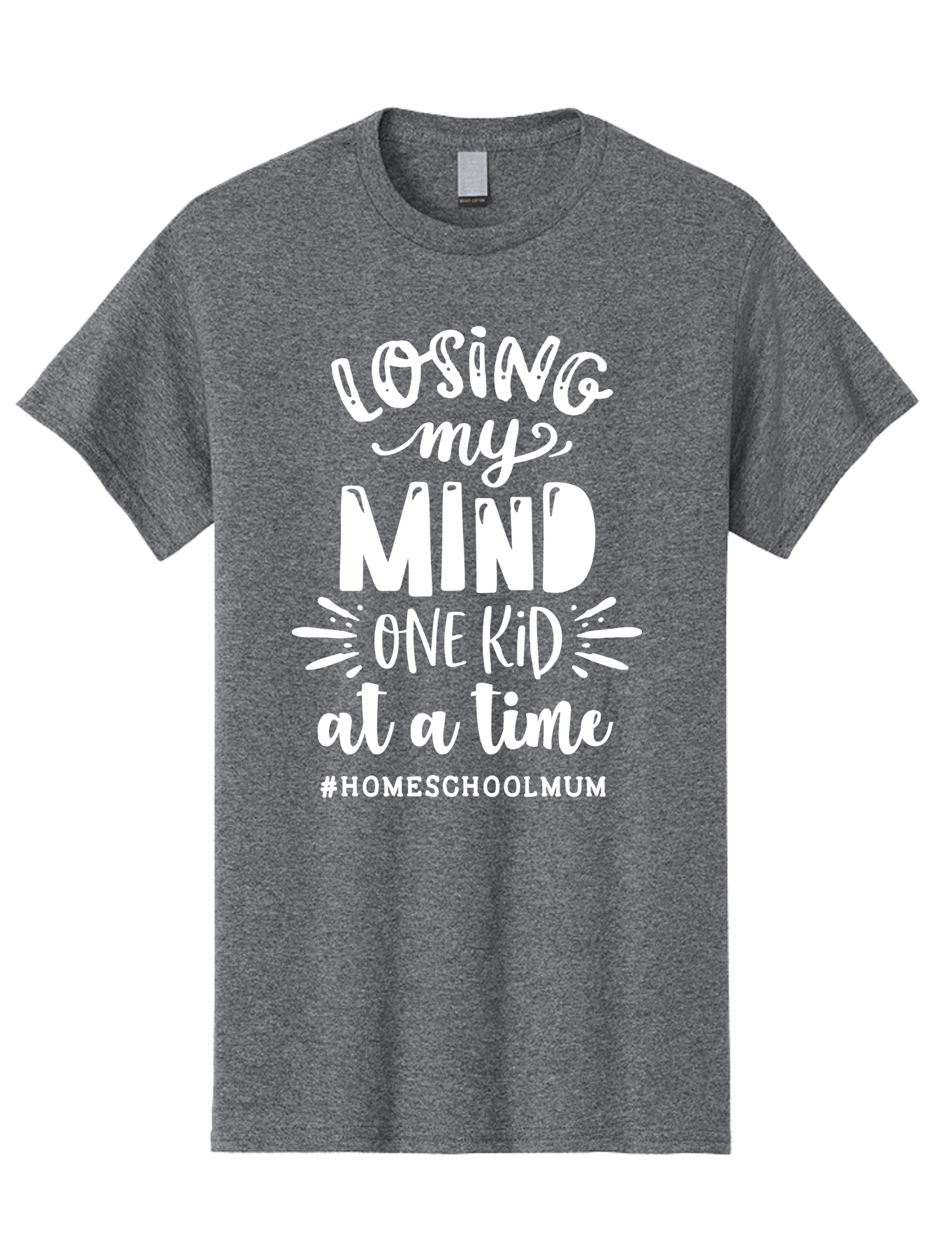Losing-My-Mind-One-Kid-At-A-Time Men'S Graphic Tee, 100% Cotton, Comfortable Casual Summer Wear, Machine Washable, Homeschool Mom, Parenting Struggles, Humorous Quote, Motherhood Challenges, Parenting Life Aab411