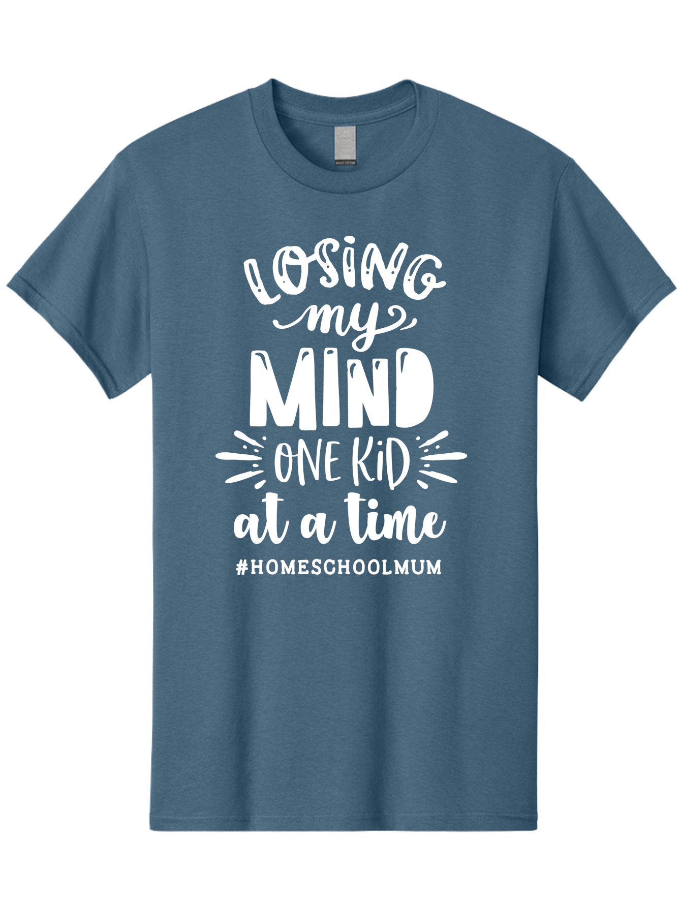 Losing-My-Mind-One-Kid-At-A-Time Men'S Graphic Tee, 100% Cotton, Comfortable Casual Summer Wear, Machine Washable, Homeschool Mom, Parenting Struggles, Humorous Quote, Motherhood Challenges, Parenting Life Aab411