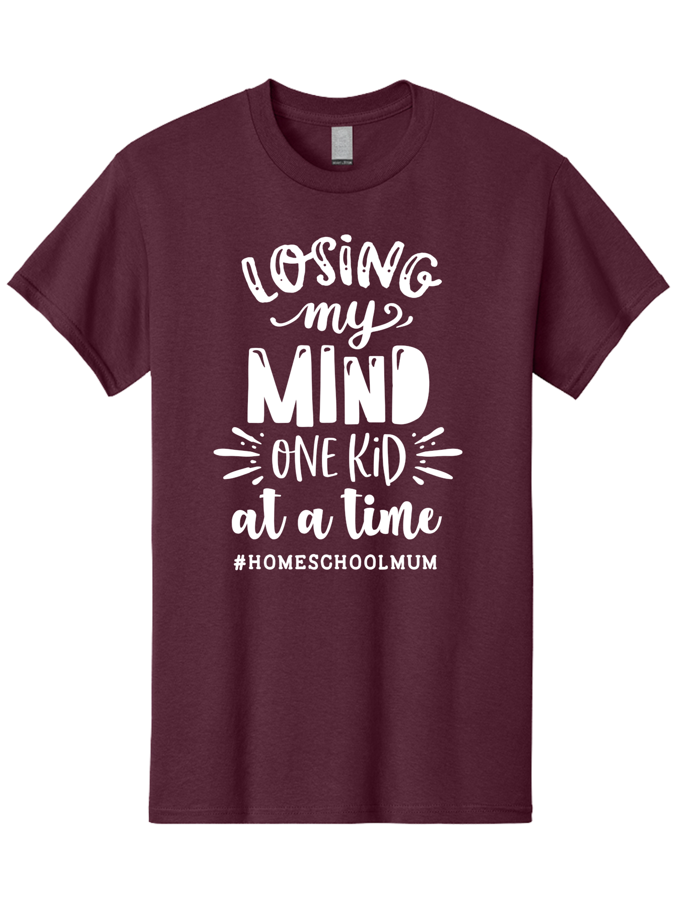 Losing-My-Mind-One-Kid-At-A-Time Men'S Graphic Tee, 100% Cotton, Comfortable Casual Summer Wear, Machine Washable, Homeschool Mom, Parenting Struggles, Humorous Quote, Motherhood Challenges, Parenting Life Aab411