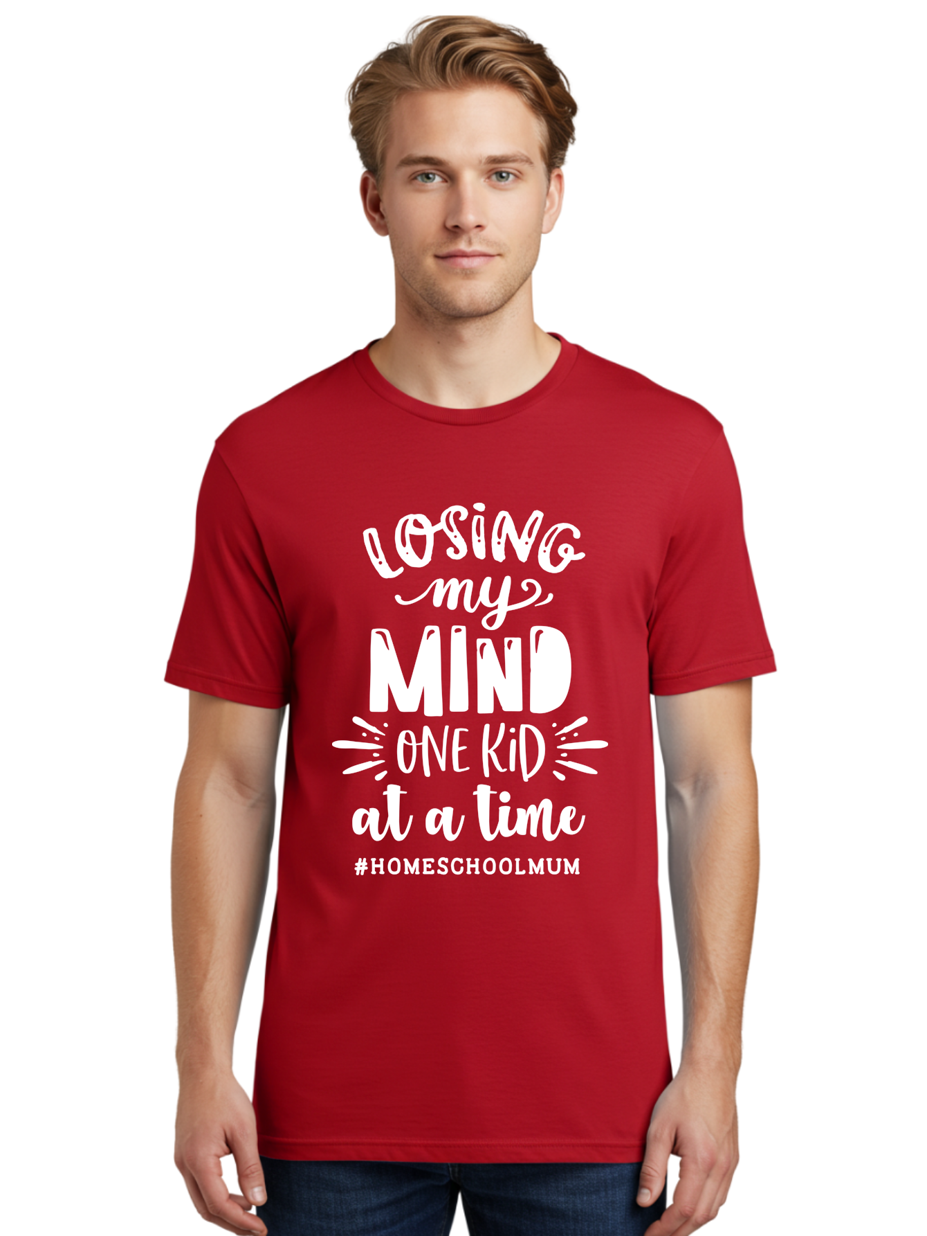 Losing-My-Mind-One-Kid-At-A-Time Men'S Graphic Tee, 100% Cotton, Comfortable Casual Summer Wear, Machine Washable, Homeschool Mom, Parenting Struggles, Humorous Quote, Motherhood Challenges, Parenting Life Aab411
