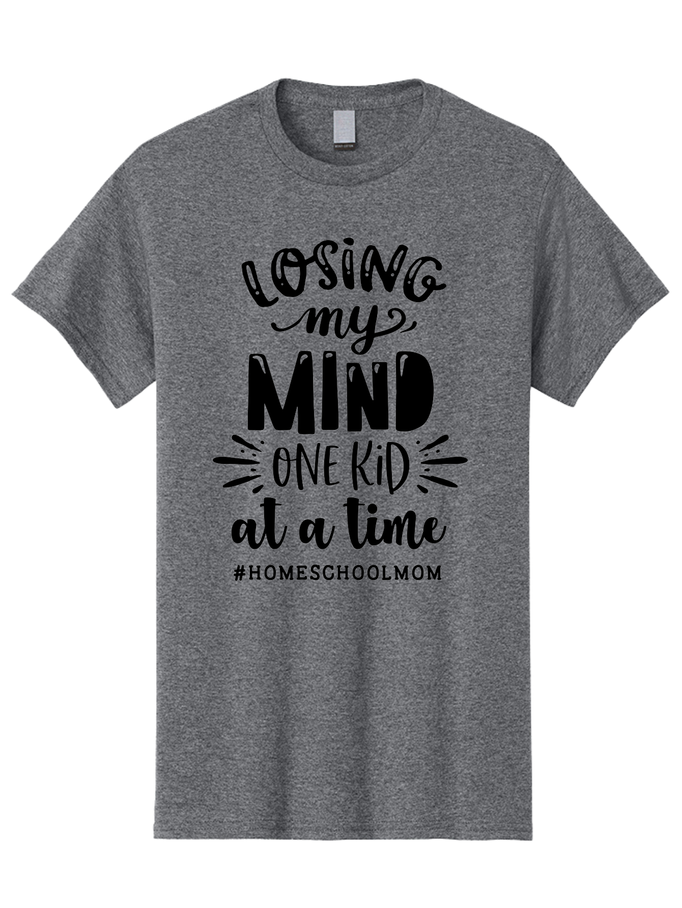 Losing-My-Mind Men'S Graphic Tee, 100% Cotton, Comfortable Casual Summer Wear, Machine Washable, Homeschool Mom Quotes, Parenting Humor, Funny Sayings, Mom Life, Homeschooling Challenges, Parenting Stress, Humor For Moms Aab412