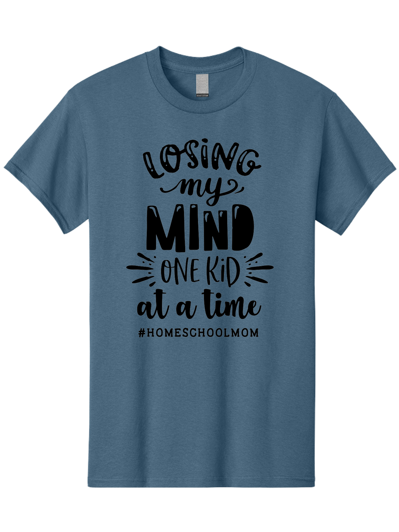 Losing-My-Mind Men'S Graphic Tee, 100% Cotton, Comfortable Casual Summer Wear, Machine Washable, Homeschool Mom Quotes, Parenting Humor, Funny Sayings, Mom Life, Homeschooling Challenges, Parenting Stress, Humor For Moms Aab412