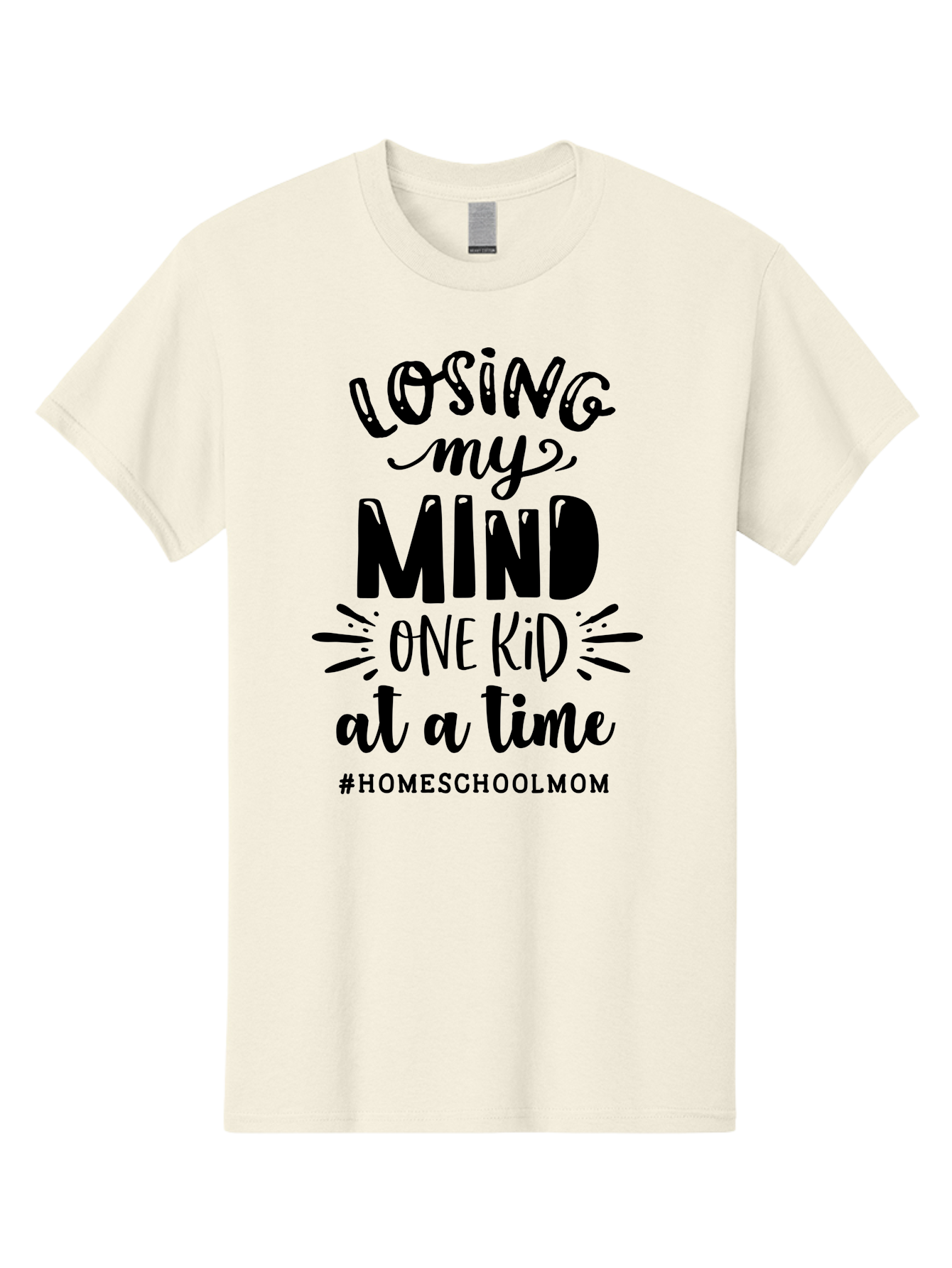 Losing-My-Mind Men'S Graphic Tee, 100% Cotton, Comfortable Casual Summer Wear, Machine Washable, Homeschool Mom Quotes, Parenting Humor, Funny Sayings, Mom Life, Homeschooling Challenges, Parenting Stress, Humor For Moms Aab412