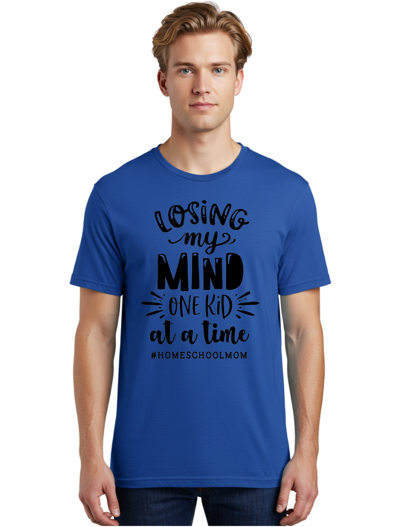 Losing-My-Mind Men'S Graphic Tee, 100% Cotton, Comfortable Casual Summer Wear, Machine Washable, Homeschool Mom Quotes, Parenting Humor, Funny Sayings, Mom Life, Homeschooling Challenges, Parenting Stress, Humor For Moms Aab412