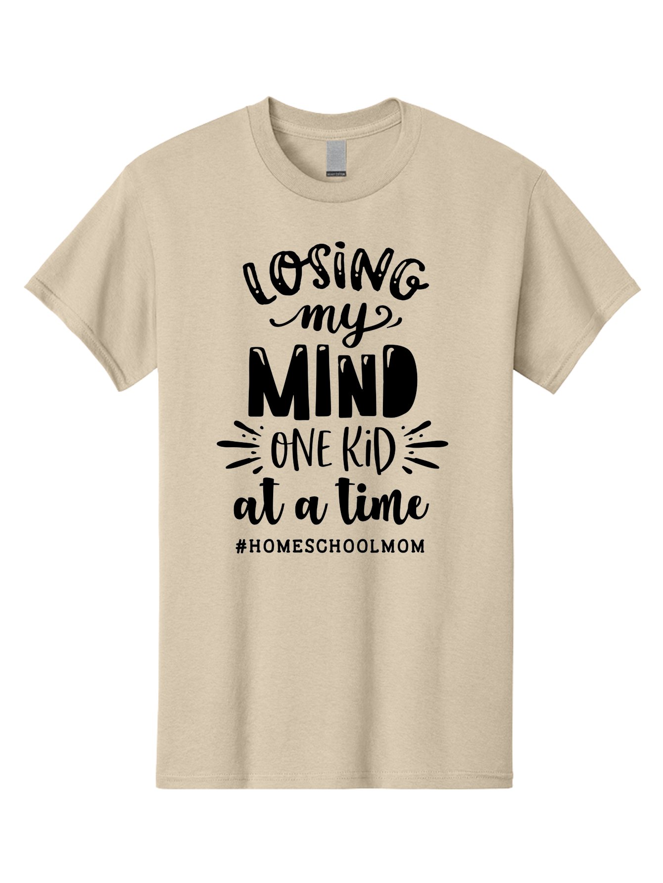 Losing-My-Mind Men'S Graphic Tee, 100% Cotton, Comfortable Casual Summer Wear, Machine Washable, Homeschool Mom Quotes, Parenting Humor, Funny Sayings, Mom Life, Homeschooling Challenges, Parenting Stress, Humor For Moms Aab412