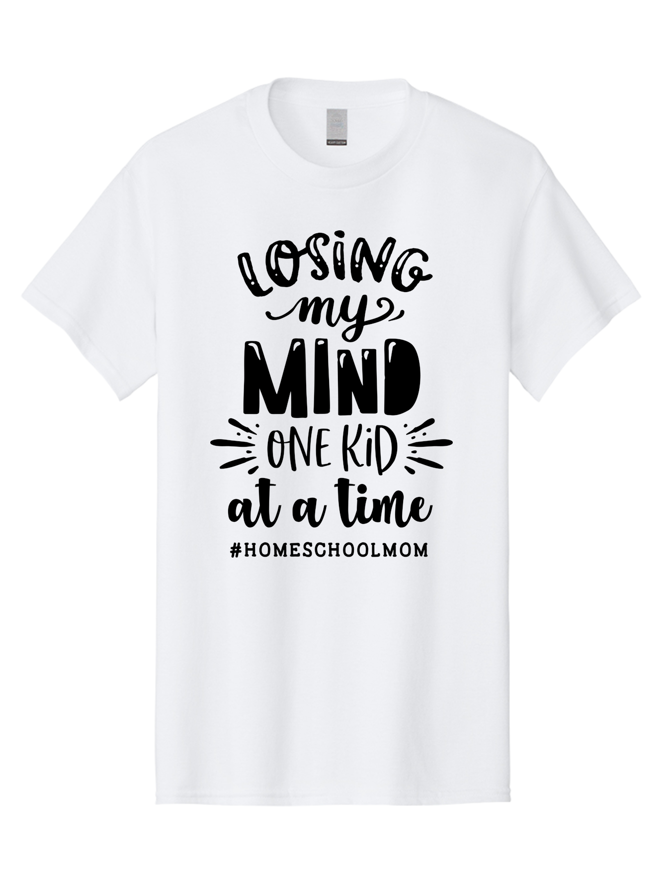 Losing-My-Mind Men'S Graphic Tee, 100% Cotton, Comfortable Casual Summer Wear, Machine Washable, Homeschool Mom Quotes, Parenting Humor, Funny Sayings, Mom Life, Homeschooling Challenges, Parenting Stress, Humor For Moms Aab412