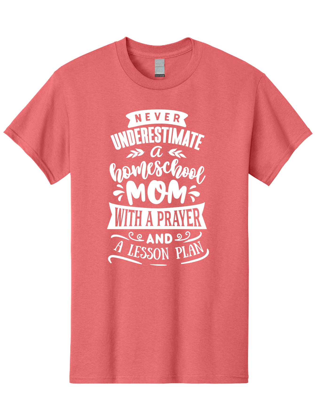 Never-Underestimate-Homeschool-Mom Men'S Graphic Tee, 100% Cotton, Comfortable Casual Summer Wear, Machine Washable, Homeschool Mom, Inspirational Quote, Motivational Message, Lesson Plan, Prayer, Homeschooling, Motherhood, Education, Aab413