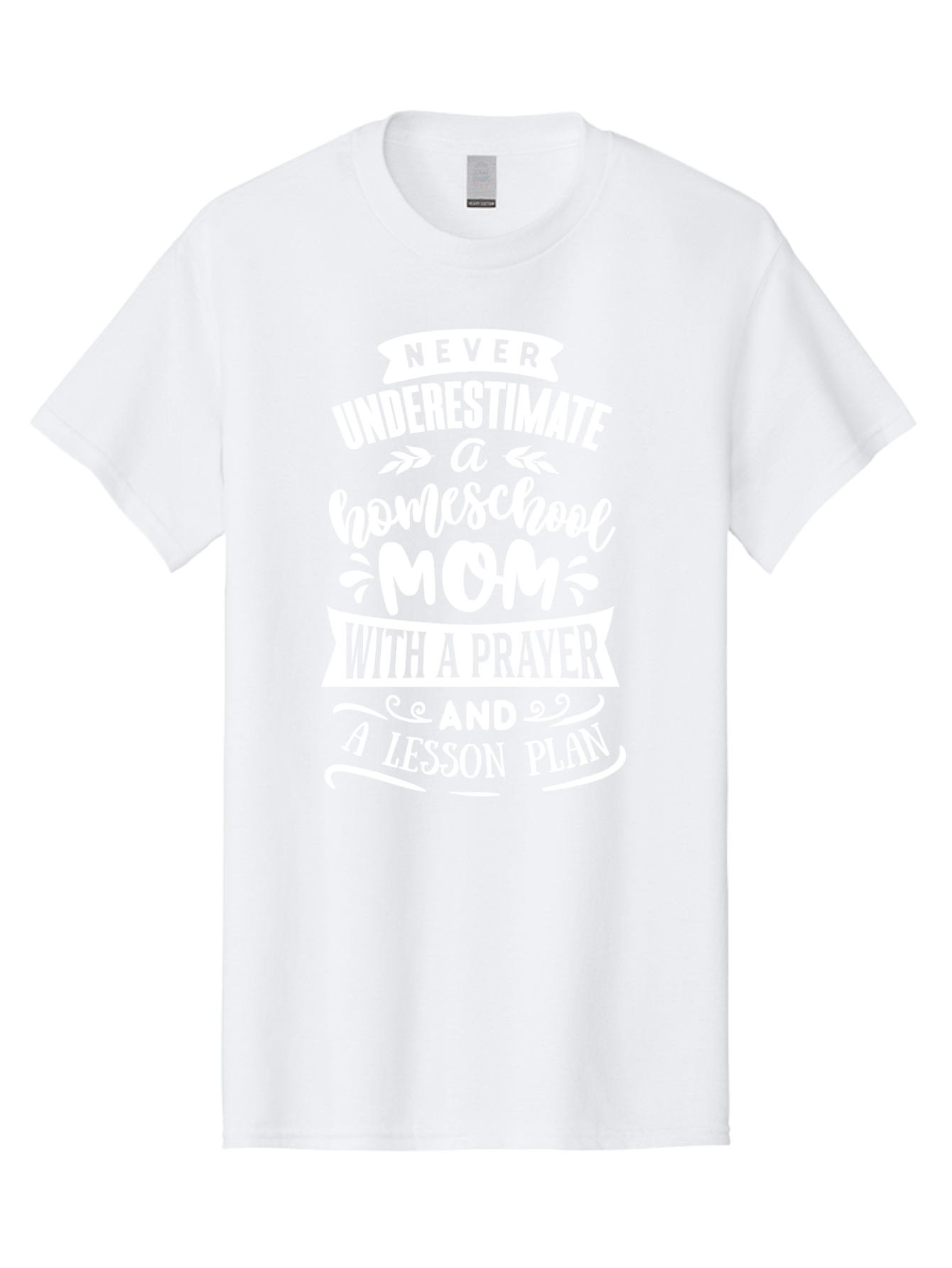 Never-Underestimate-Homeschool-Mom Men'S Graphic Tee, 100% Cotton, Comfortable Casual Summer Wear, Machine Washable, Homeschool Mom, Inspirational Quote, Motivational Message, Lesson Plan, Prayer, Homeschooling, Motherhood, Education, Aab413