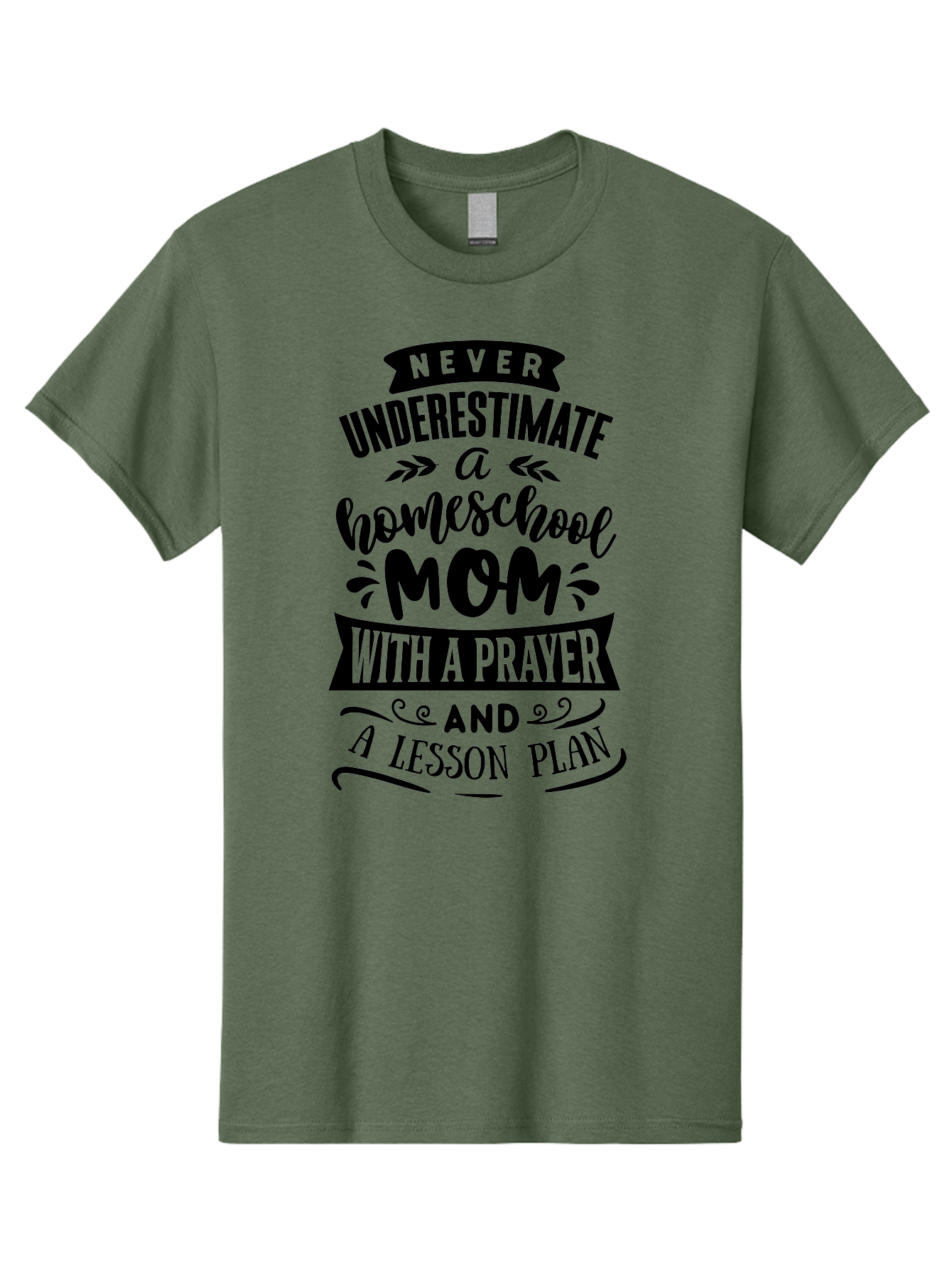 Never-Underestimate-Mom Men'S Graphic Tee, 100% Cotton, Comfortable Casual Summer Wear, Machine Washable, Homeschool Mom, Inspirational Quote, Motivational Phrase, Homeschooling, Prayer, Lesson Plan, Strong Mother, Dedicated Educator, Aab415