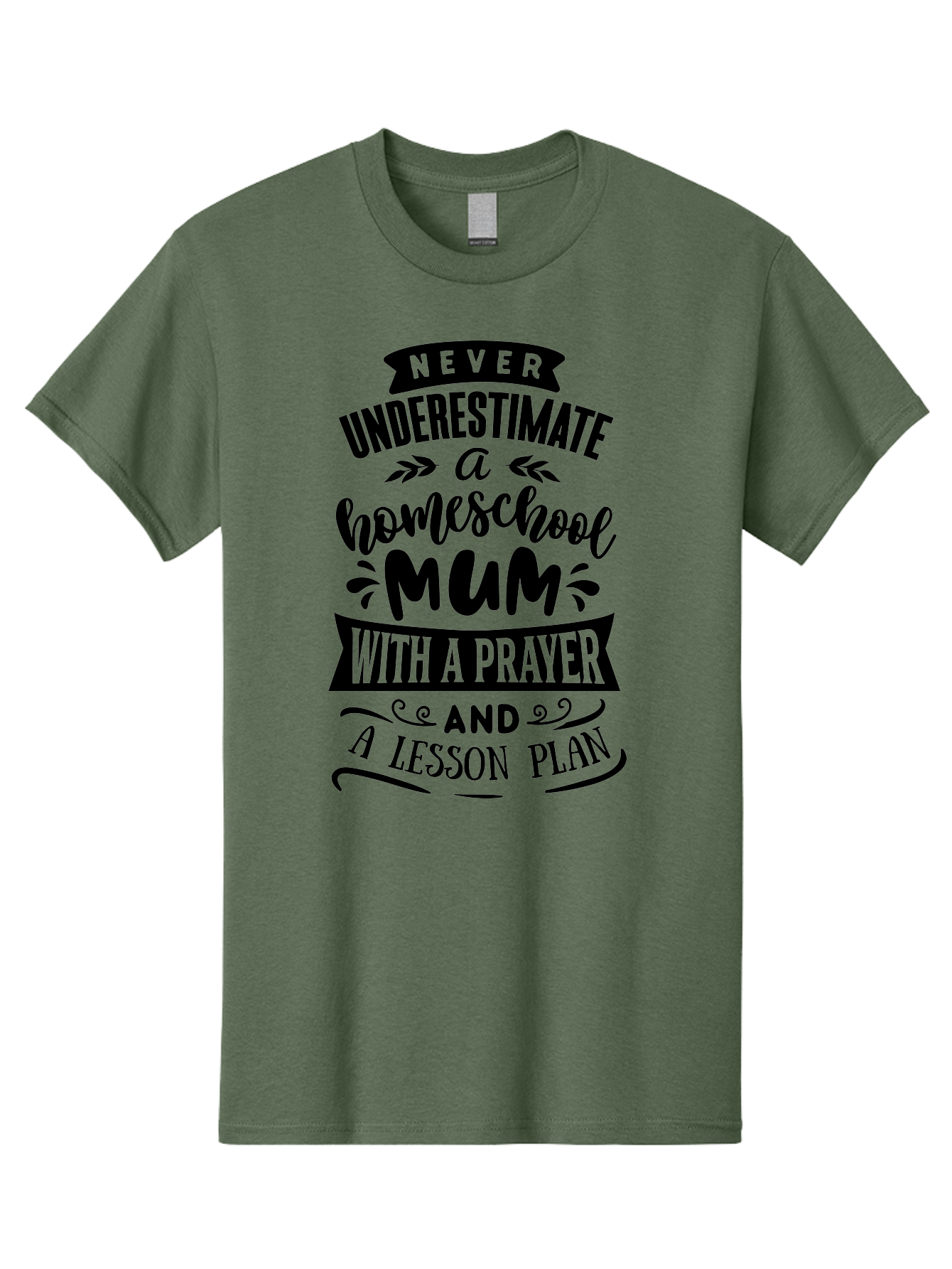 Never-Underestimate-Mum Men'S Graphic Tee, 100% Cotton, Comfortable Casual Summer Wear, Machine Washable, Homeschool Mom, Inspirational Quote, Motivational Message, Teaching Mom, Lesson Plan, Prayer, Homeschooling, Parenting, Education, Faith Aab416