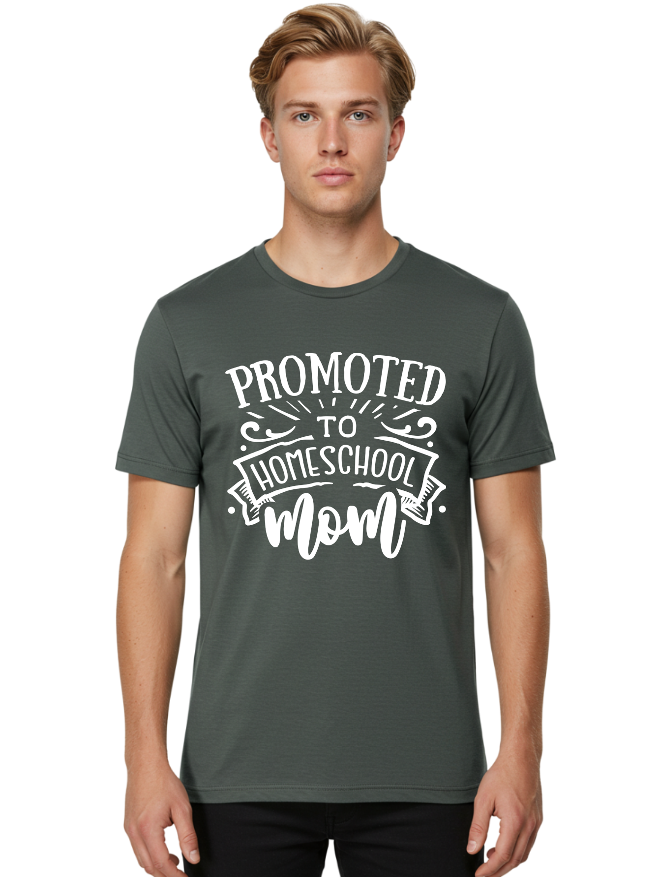 Promoted-To-Homeschool-Mom Men'S Graphic Tee, 100% Cotton, Comfortable Casual Summer Wear, Machine Washable, Homeschool Mom, Education At Home, Parenting Journey, Alternative Schooling, Mom Life, Family Learning, Personalized Education, Aab418
