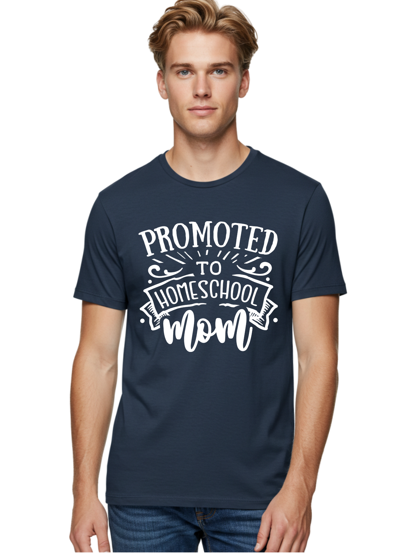 Promoted-To-Homeschool-Mom Men'S Graphic Tee, 100% Cotton, Comfortable Casual Summer Wear, Machine Washable, Homeschool Mom, Education At Home, Parenting Journey, Alternative Schooling, Mom Life, Family Learning, Personalized Education, Aab418