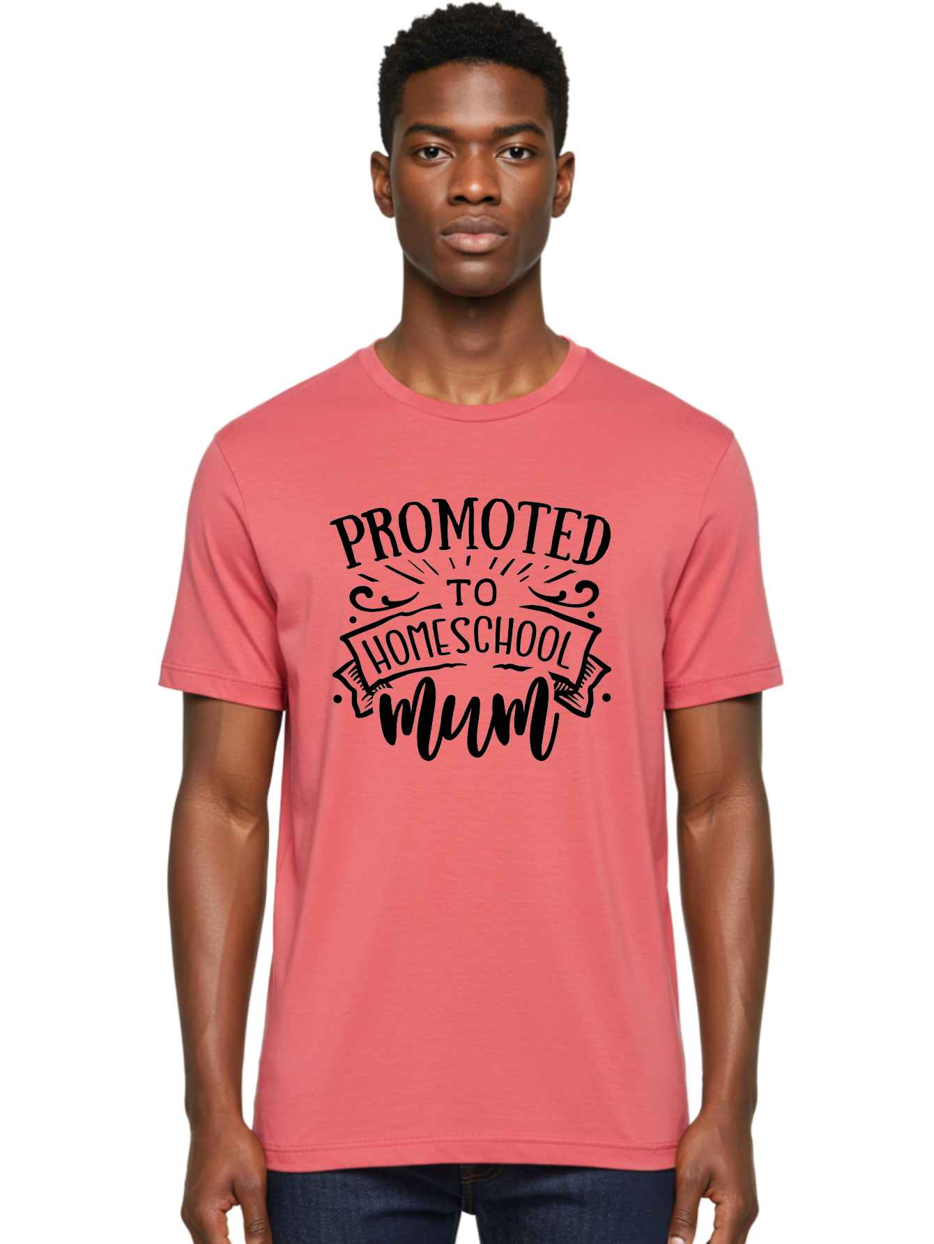 Promoted-To-Homeschool-Mum-1 Men'S Graphic Tee, 100% Cotton, Comfortable Casual Summer Wear, Machine Washable, Homeschool Mum, Mom Life, Parenting, Education, Homeschooling, Funny Quote, Humorous Design, Mom Quote, Inspirational Quote Aab419