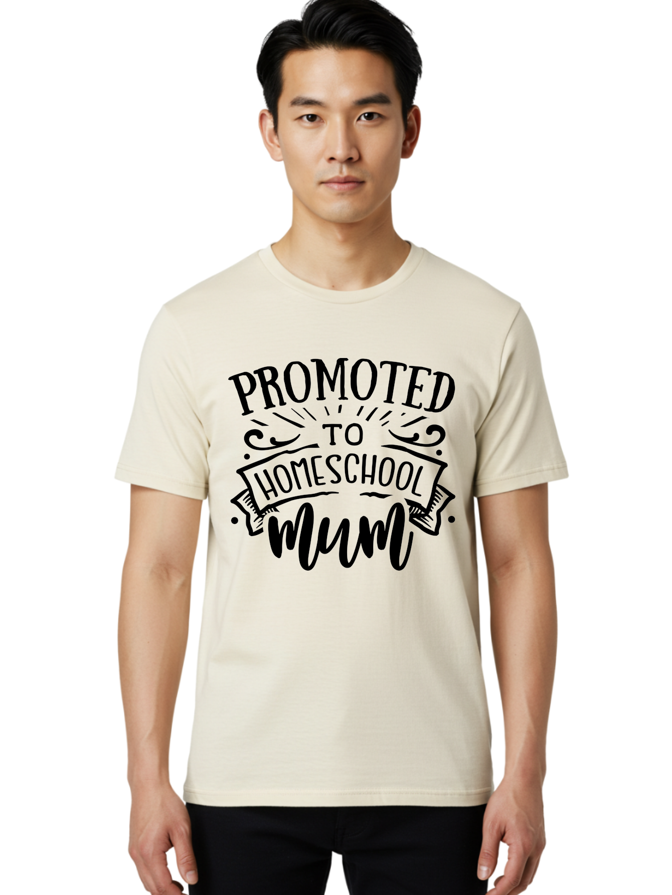 Promoted-To-Homeschool-Mum-1 Men'S Graphic Tee, 100% Cotton, Comfortable Casual Summer Wear, Machine Washable, Homeschool Mum, Mom Life, Parenting, Education, Homeschooling, Funny Quote, Humorous Design, Mom Quote, Inspirational Quote Aab419