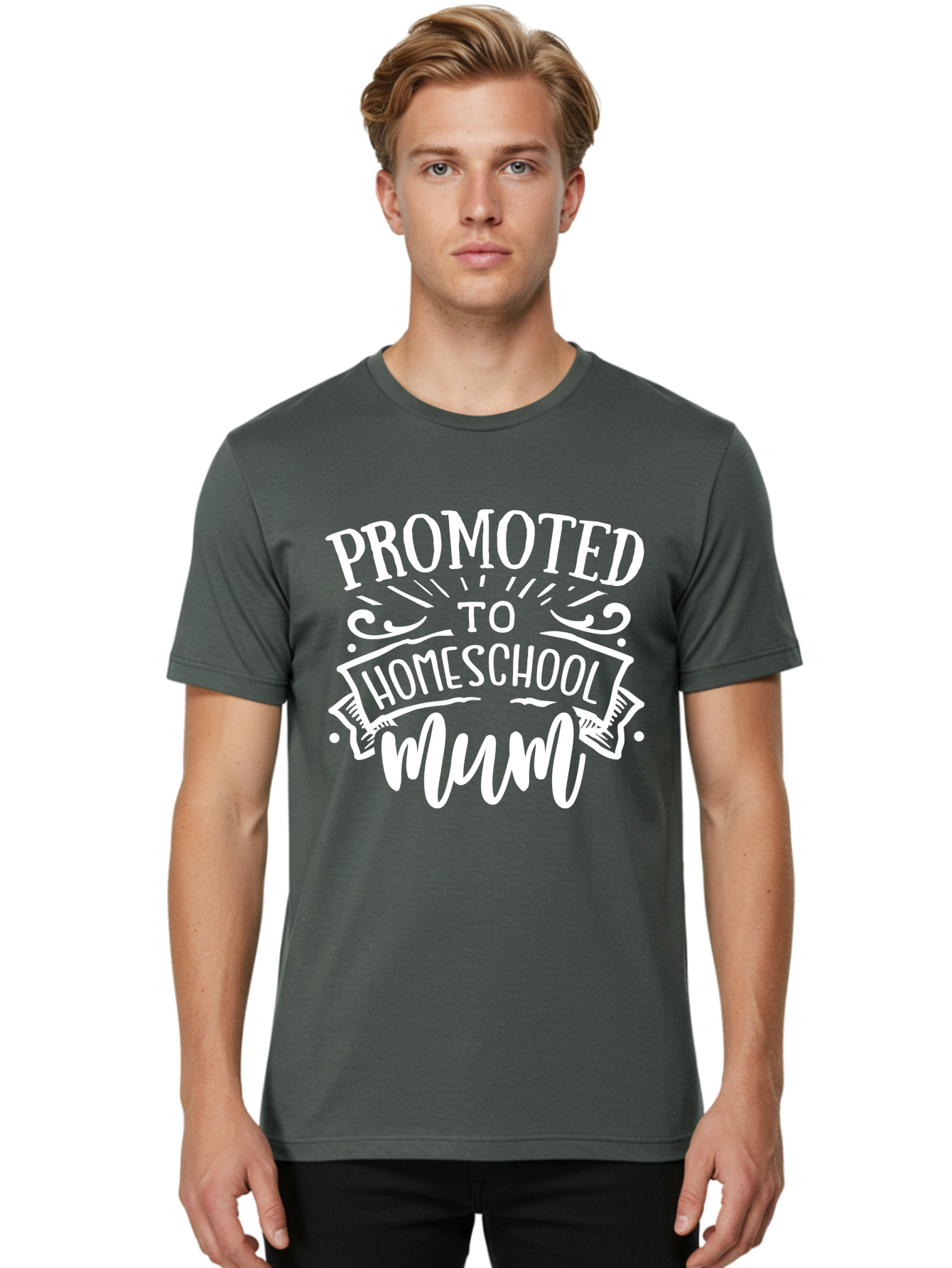 Promoted-To-Homeschool-Mum Men'S Graphic Tee, 100% Cotton, Comfortable Casual Summer Wear, Machine Washable, Homeschool Mom, Promoted To Homeschool Mum, Homeschooling, Mom Life, Parenting, Education, Funny Quote, Humorous Saying Aab420