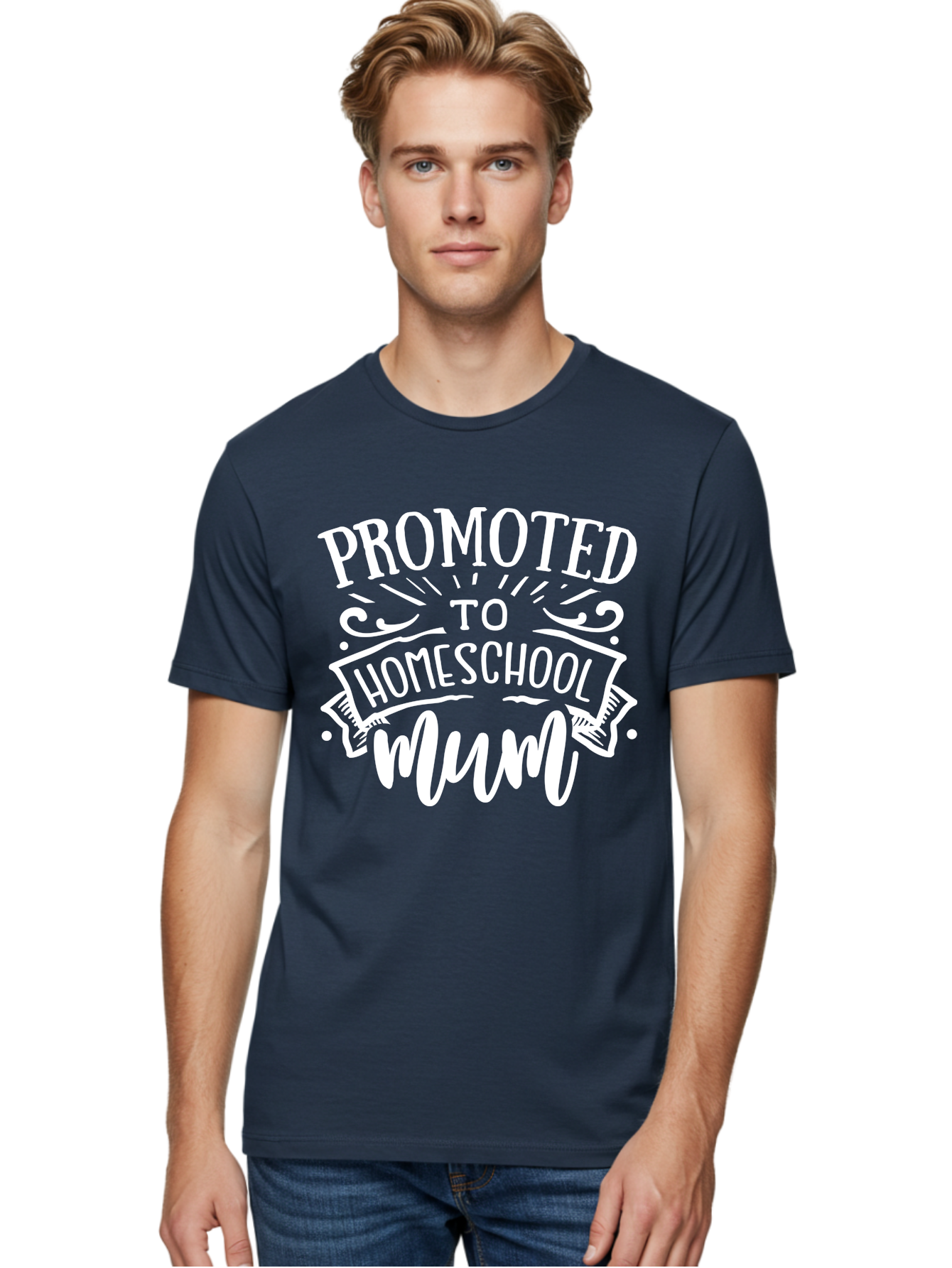 Promoted-To-Homeschool-Mum Men'S Graphic Tee, 100% Cotton, Comfortable Casual Summer Wear, Machine Washable, Homeschool Mom, Promoted To Homeschool Mum, Homeschooling, Mom Life, Parenting, Education, Funny Quote, Humorous Saying Aab420